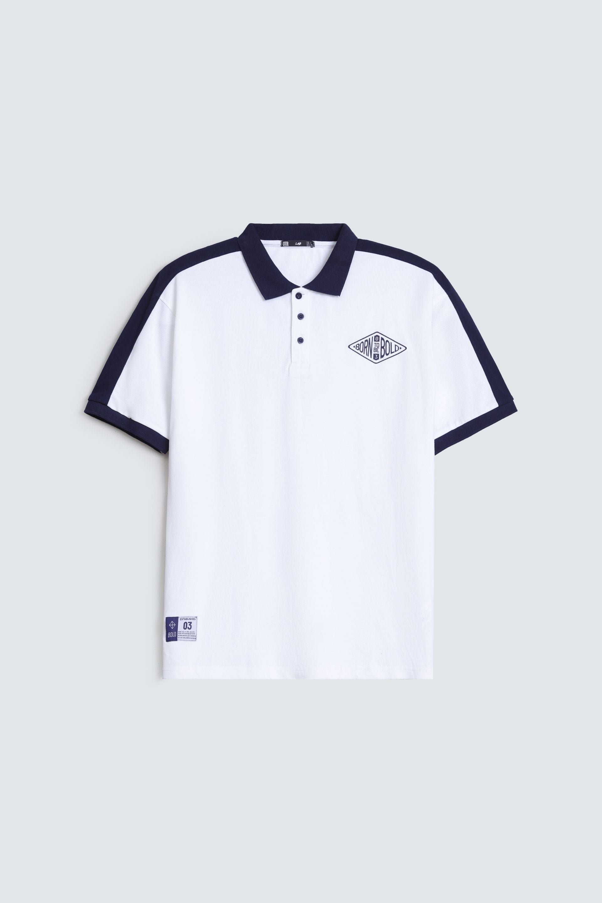 Slogan Print Polo Shirt With Label Patch