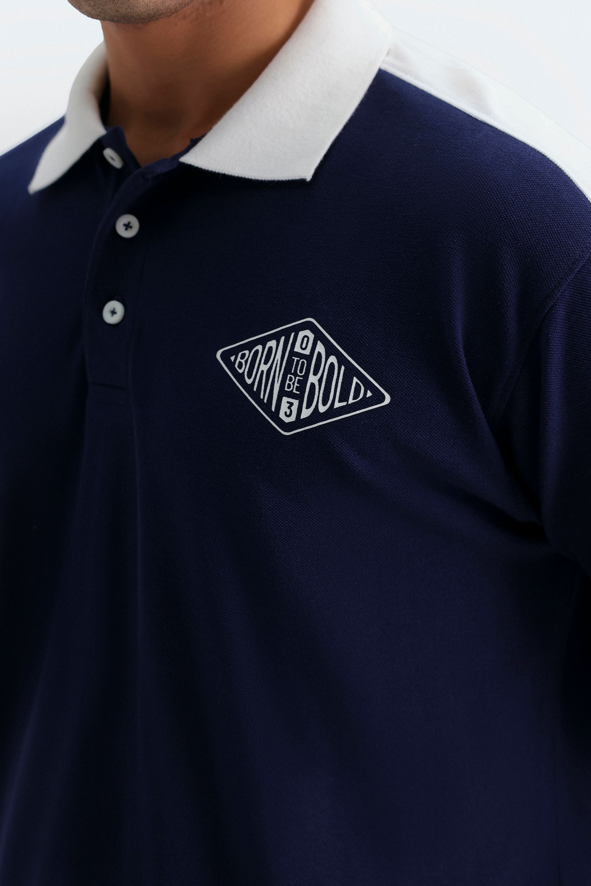 Slogan Print Polo Shirt With Label Patch
