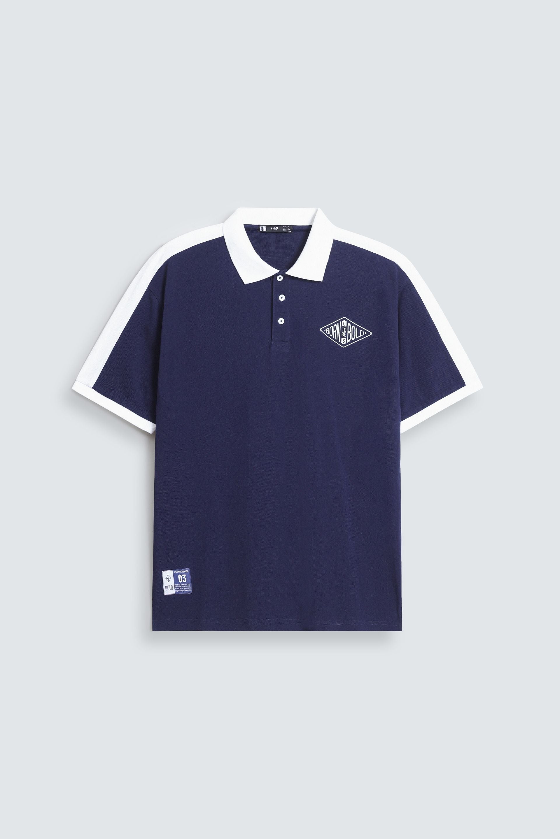 Slogan Print Polo Shirt With Label Patch