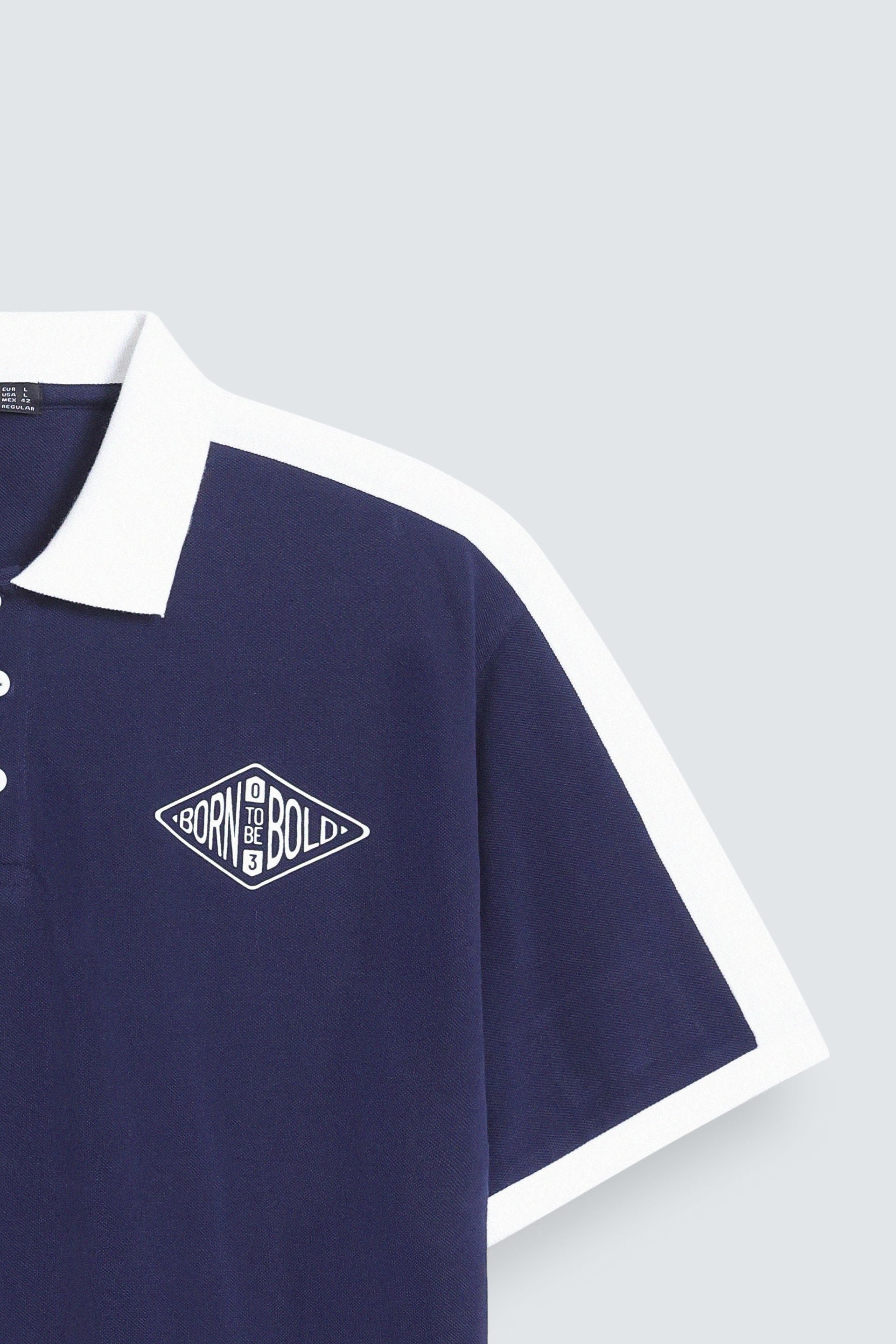 Slogan Print Polo Shirt With Label Patch