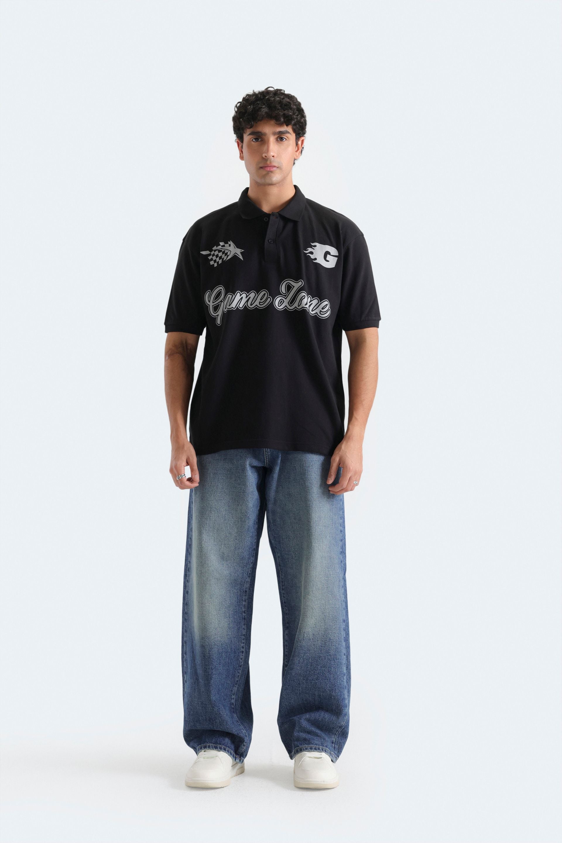 Slogan Print Polo Shirt