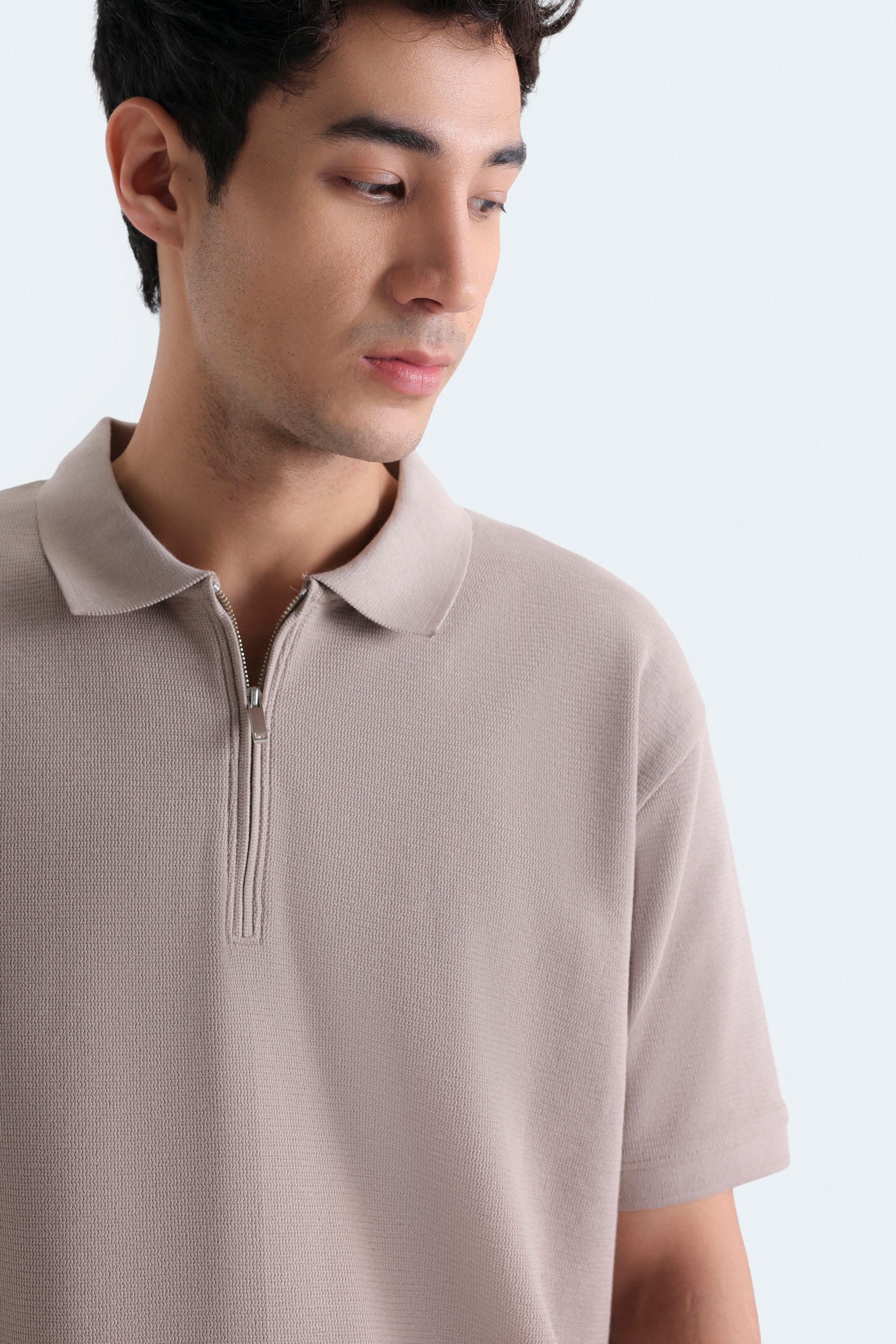 Quarter Zip-Up Polo Shirt