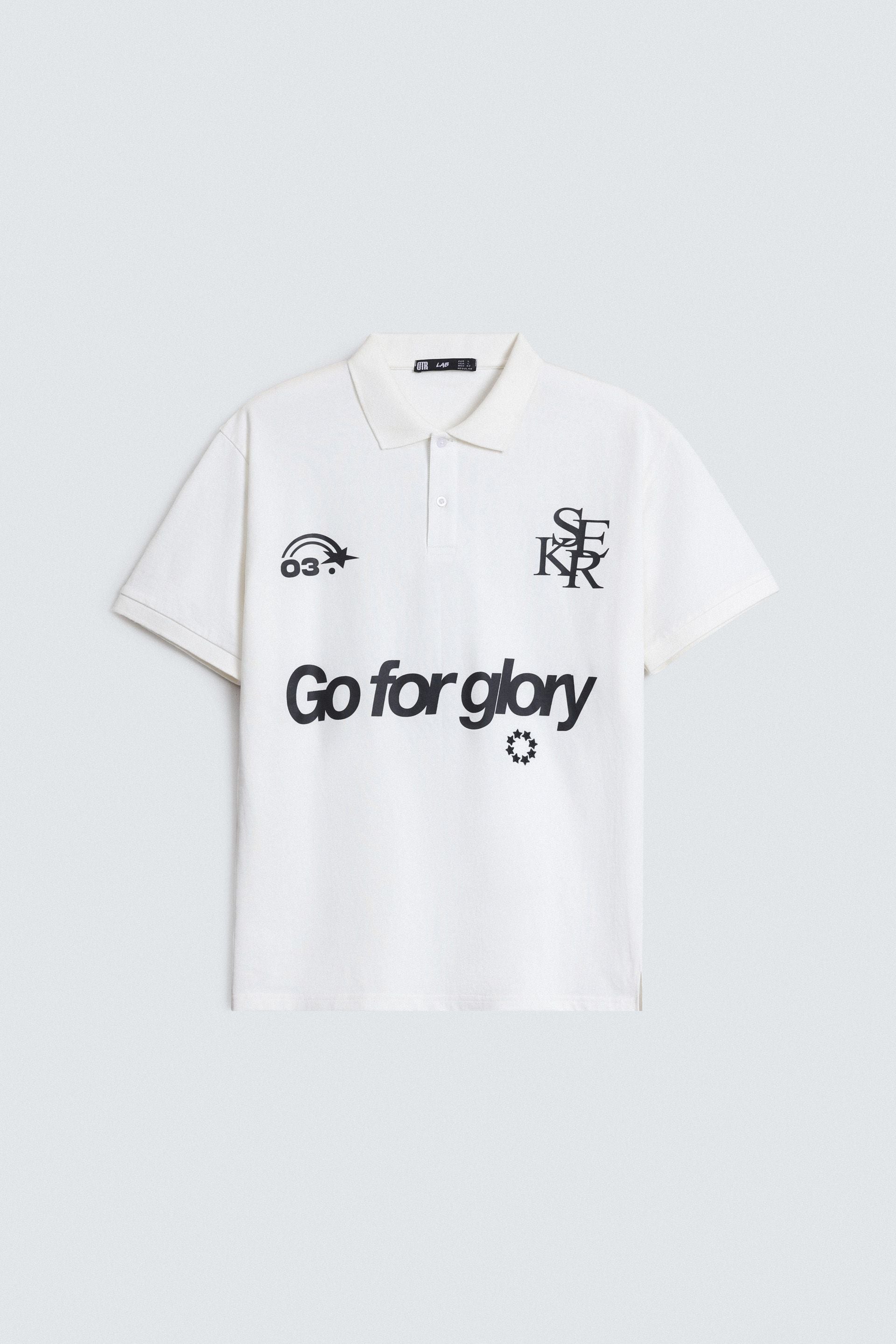 Embroidered Slogan Print Polo Shirt