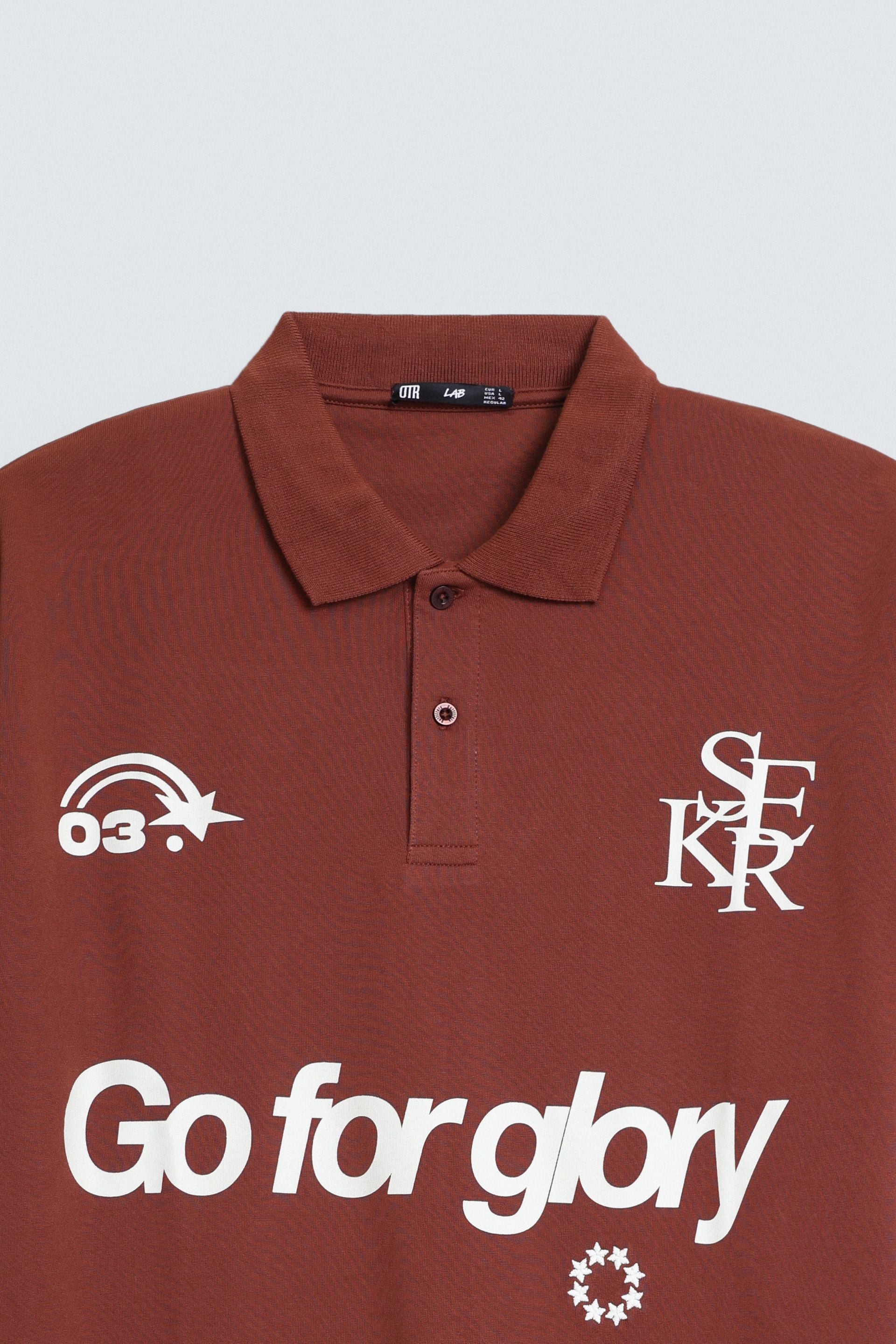 Embroidered Slogan Print Polo Shirt