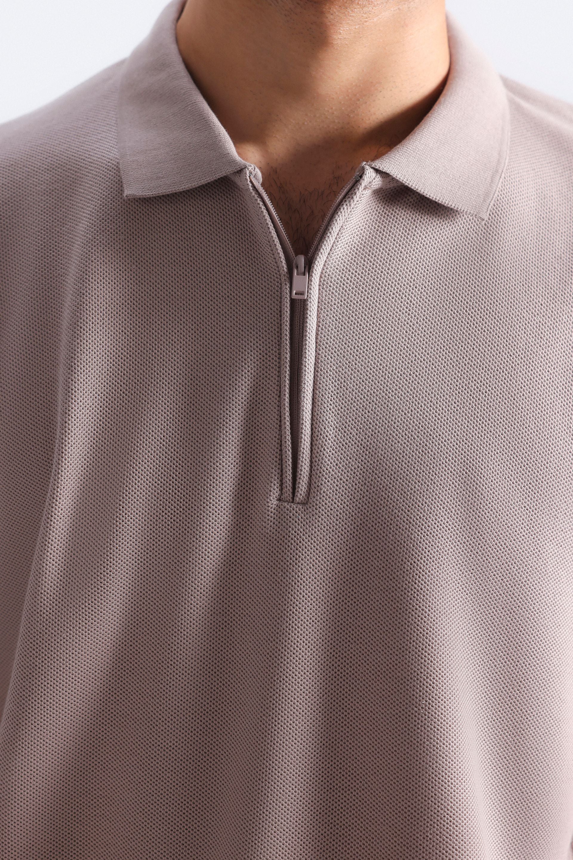 Quarter Zip-Up Polo Shirt