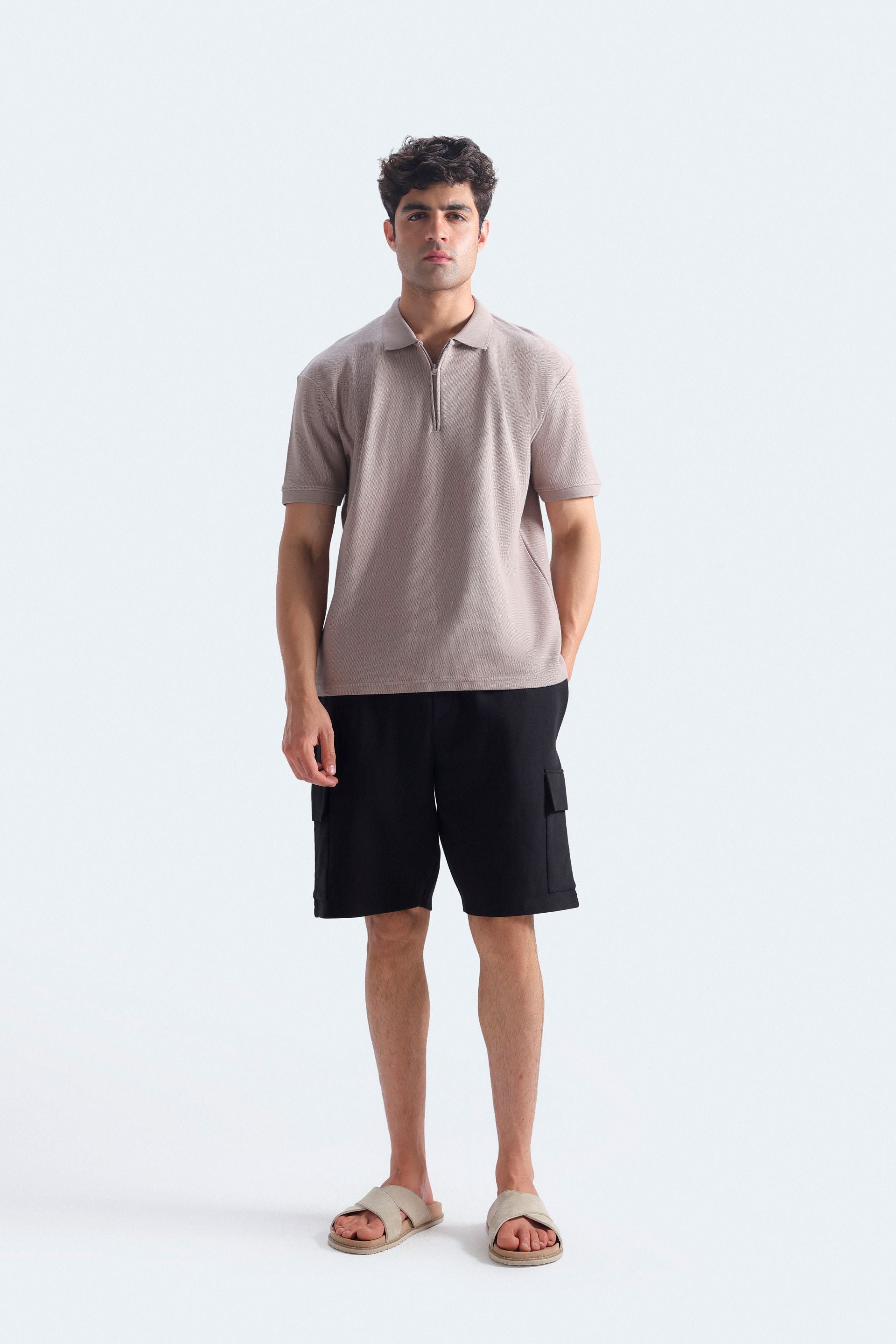 Quarter Zip-Up Polo Shirt