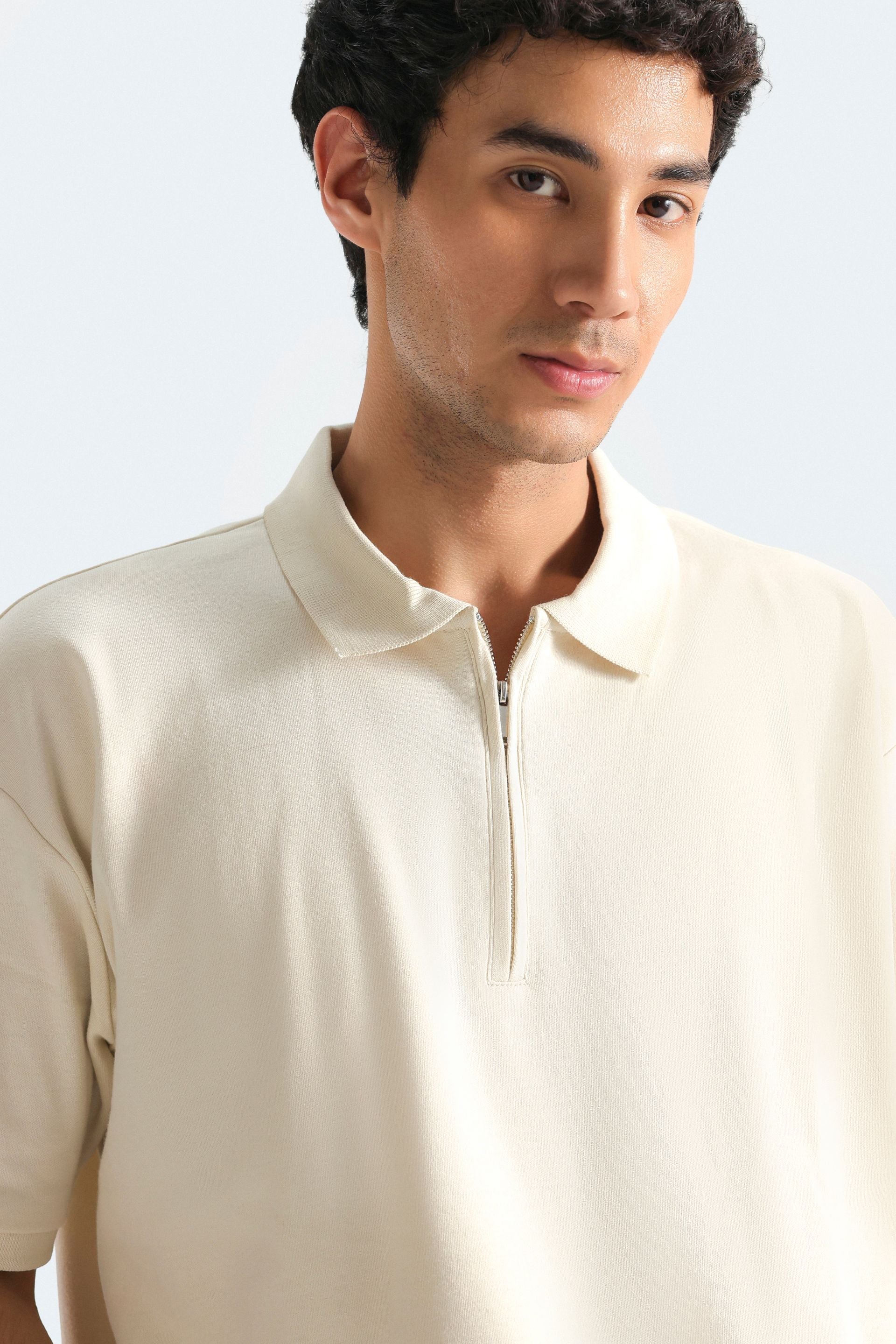 Quarter Zip-Up Polo Shirt