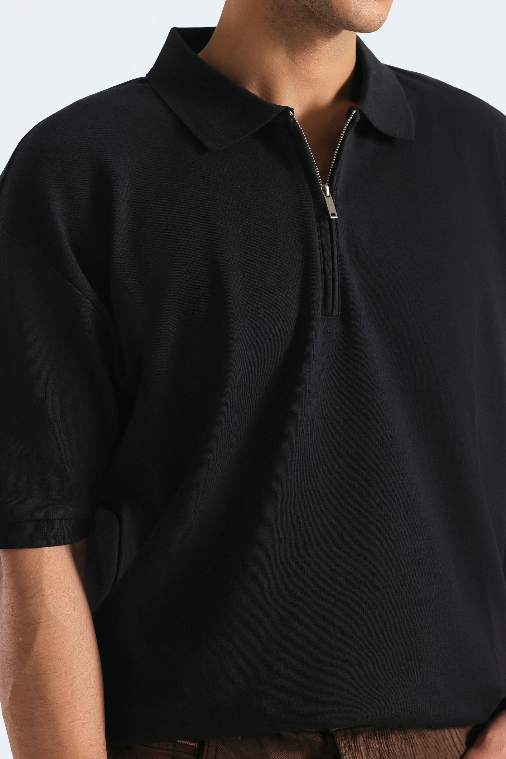 Quarter Zip-Up Polo Shirt