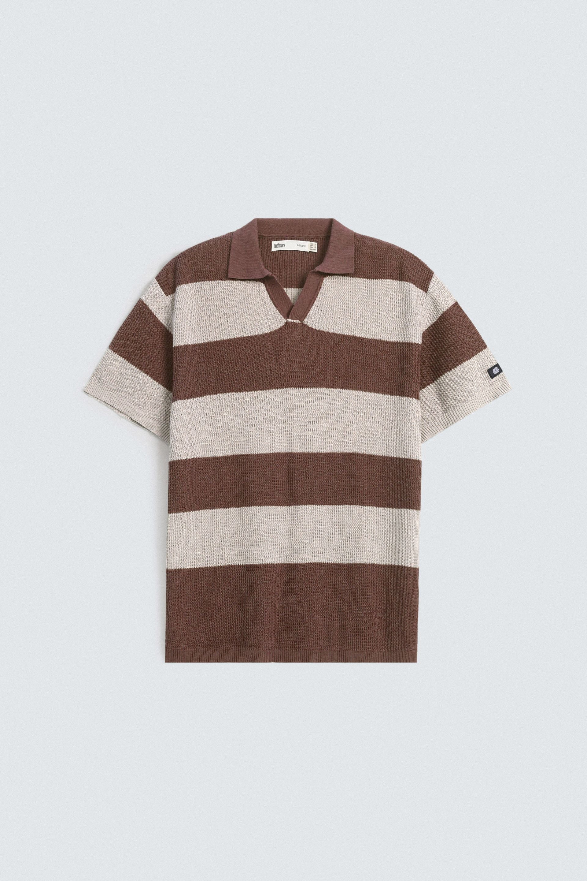 Textured Striped Polo Shirt