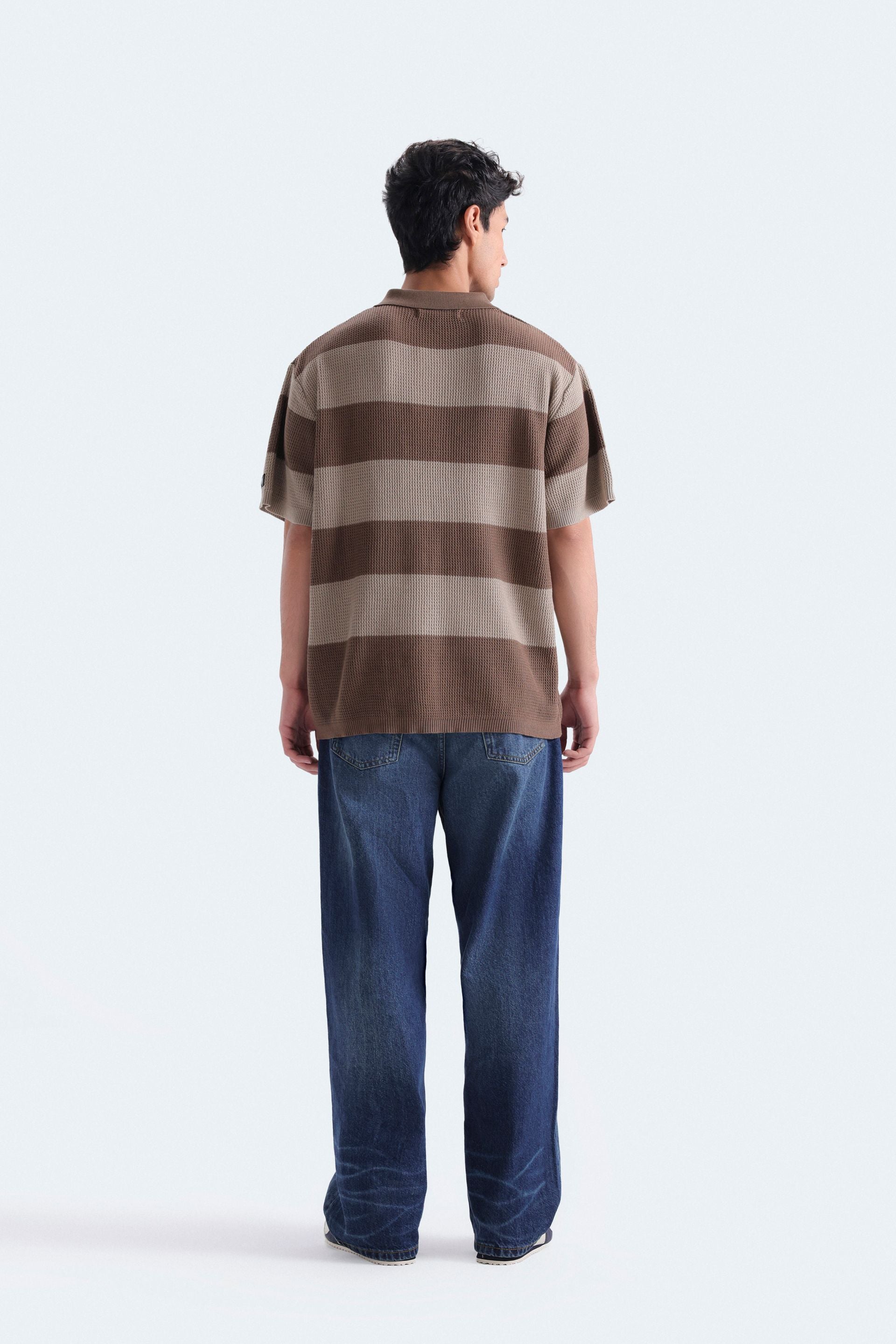 Textured Striped Polo Shirt
