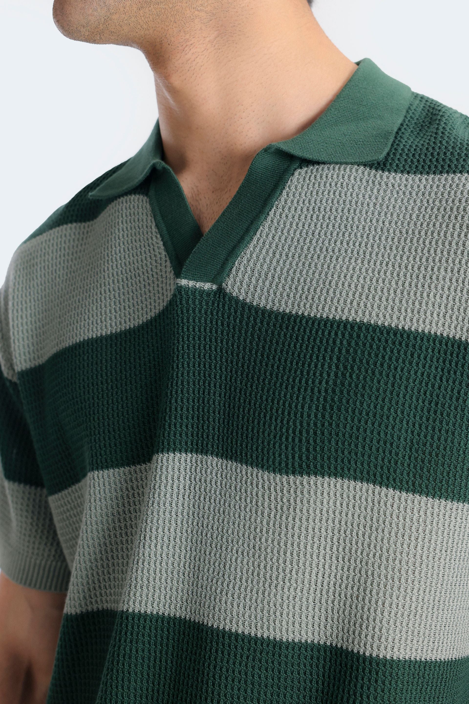 Textured Striped Polo Shirt