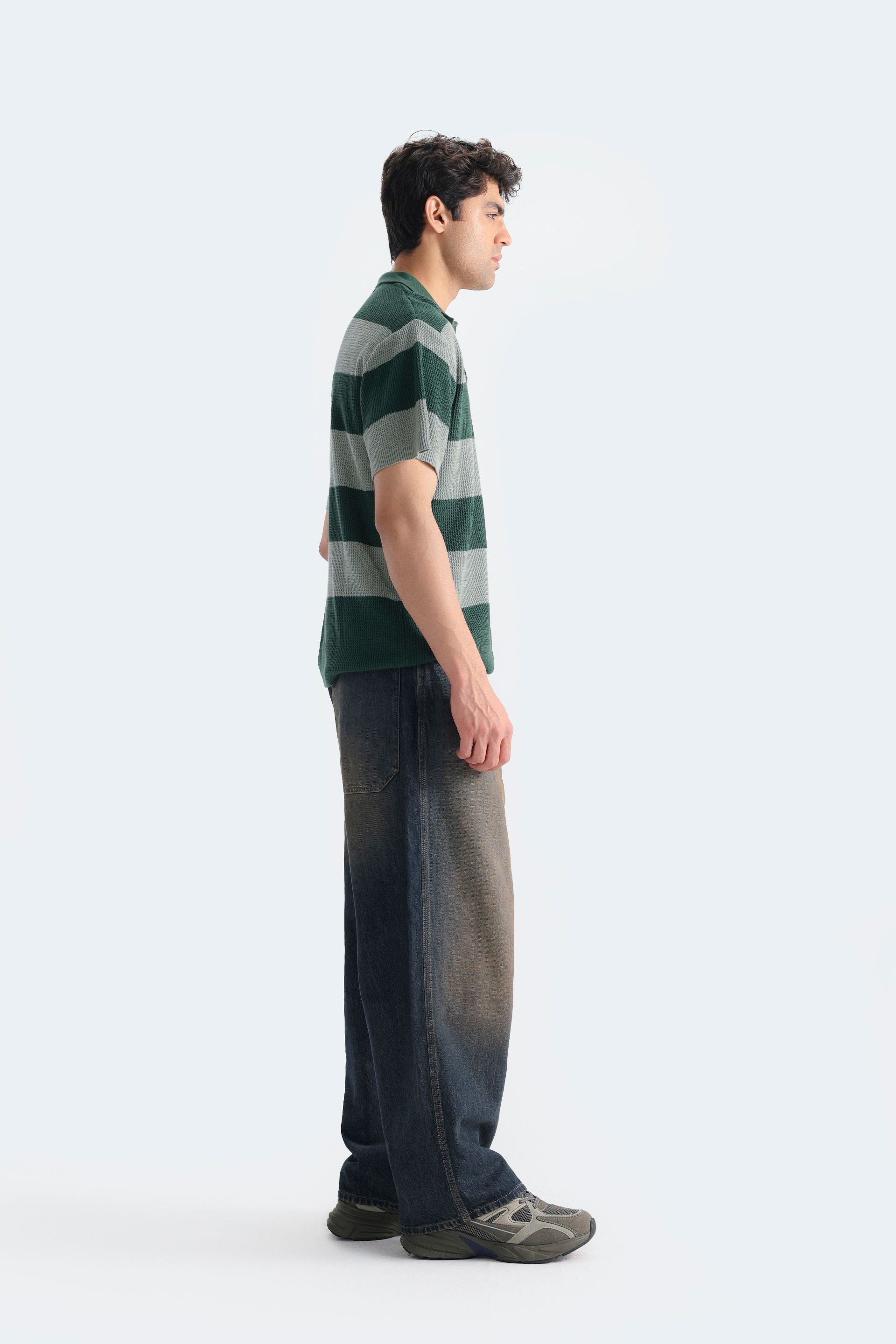 Textured Striped Polo Shirt