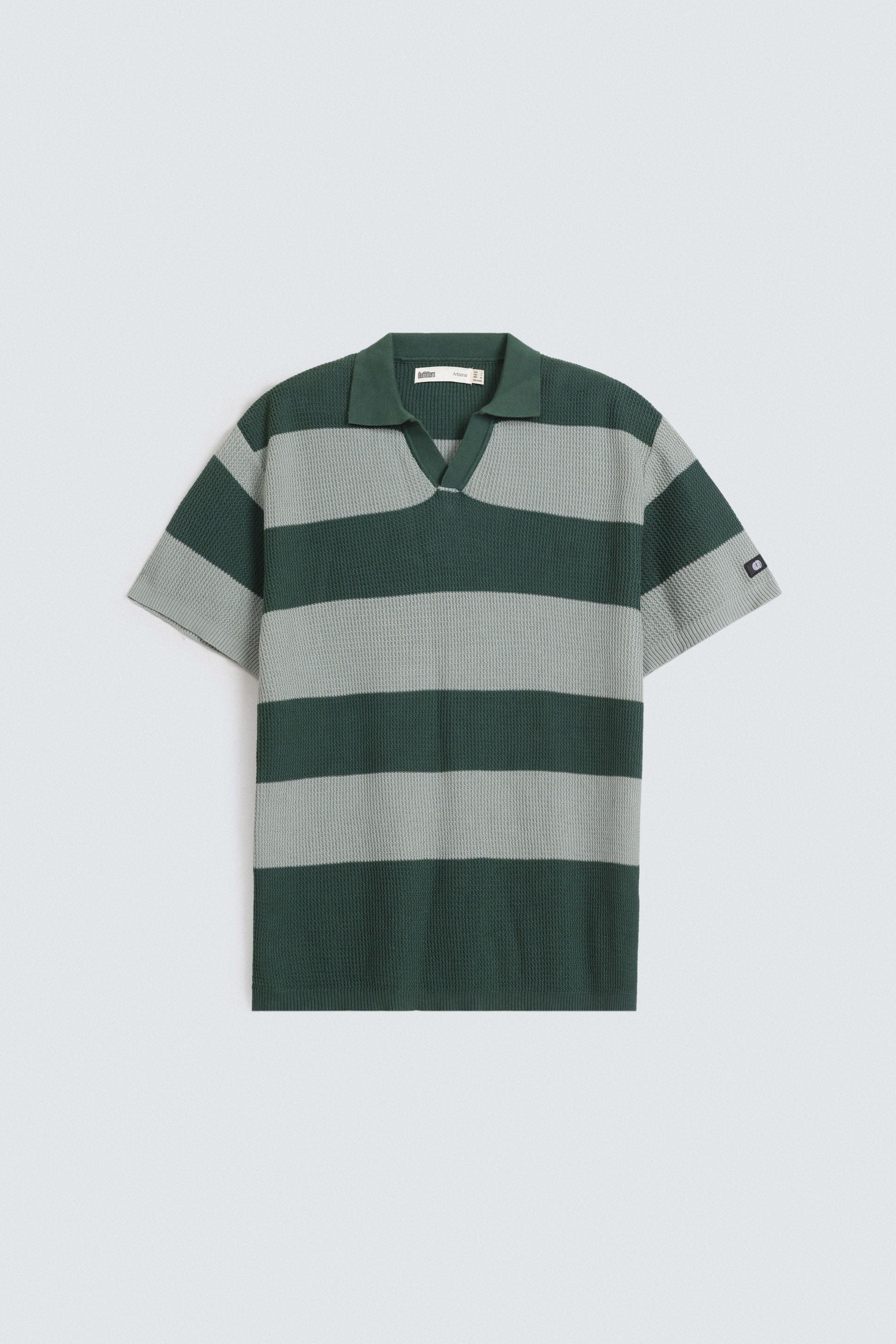 Textured Striped Polo Shirt