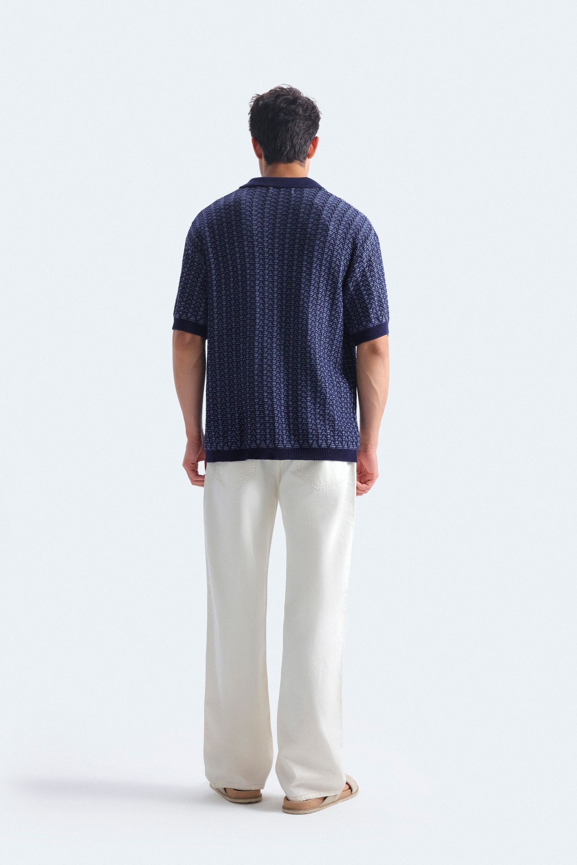 Contrast Knit Polo Shirt