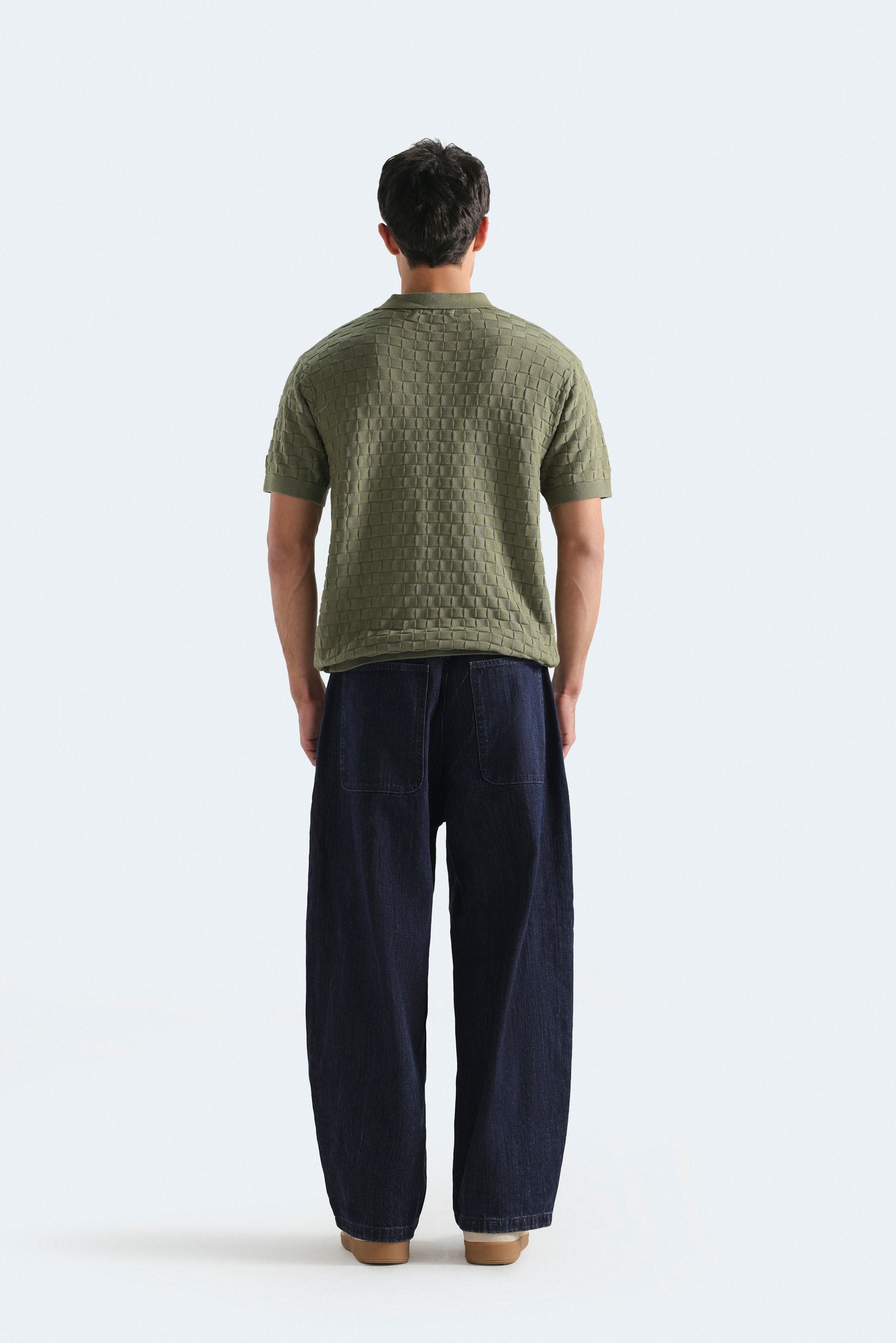 Textured Knit Polo Shirt