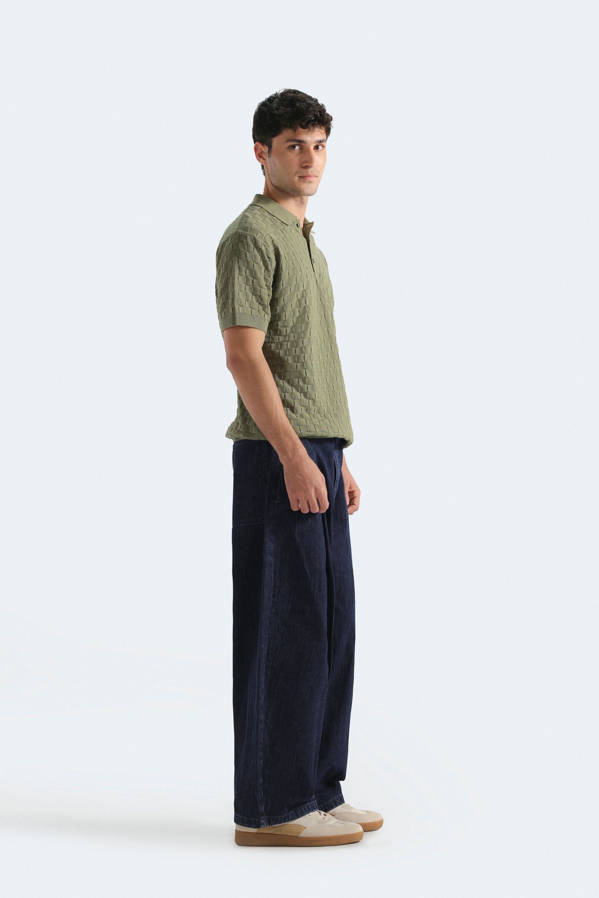 Textured Knit Polo Shirt