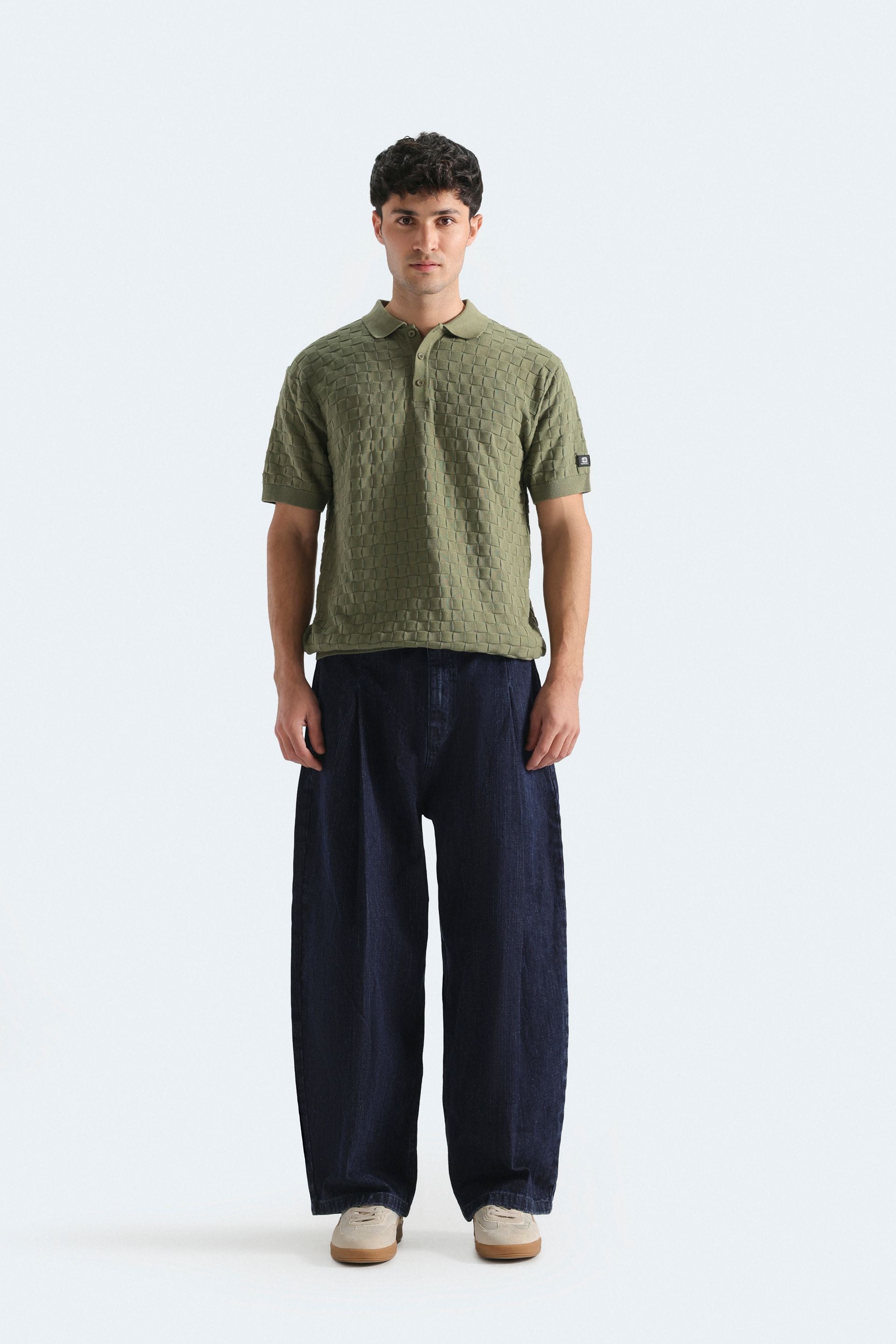Textured Knit Polo Shirt
