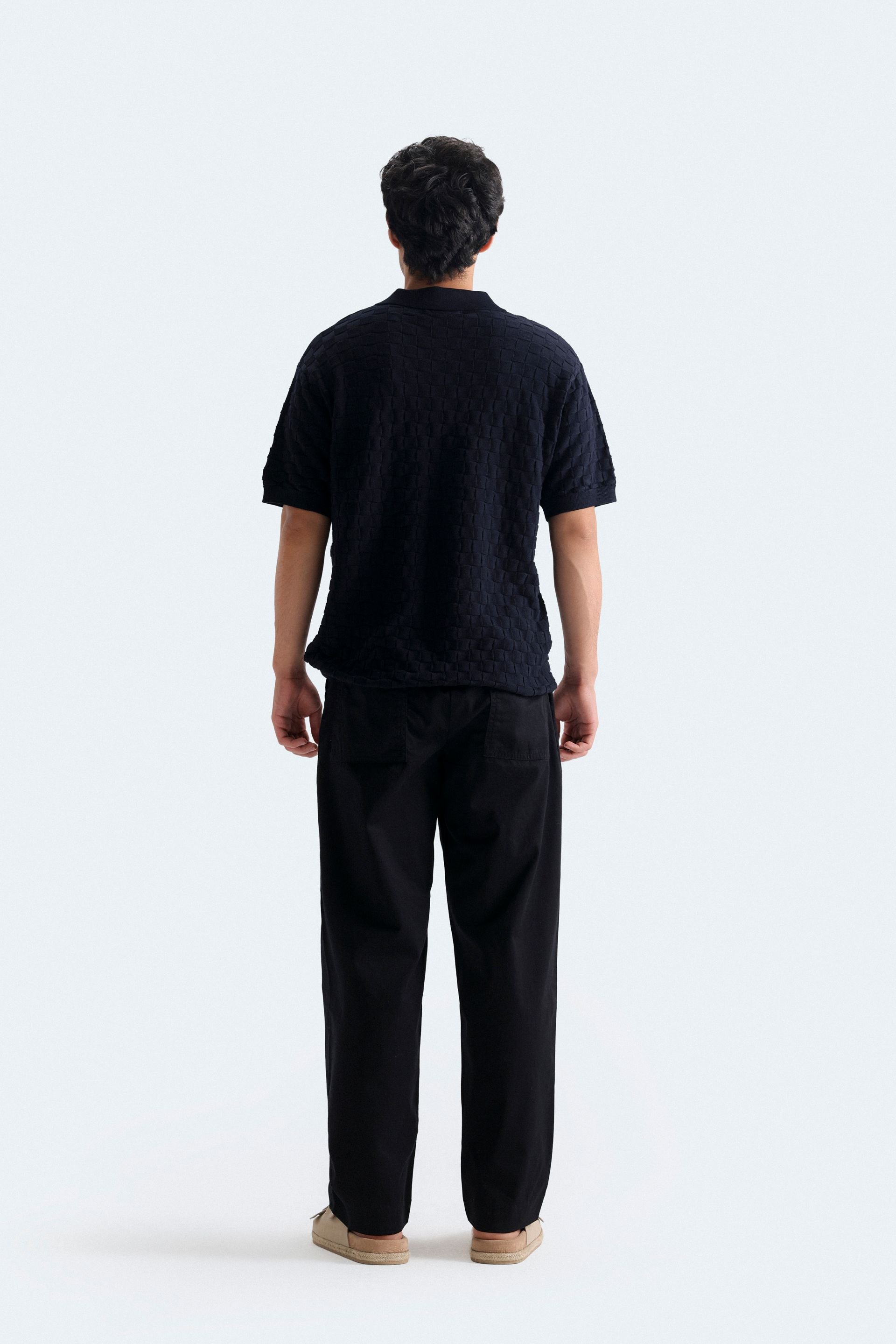 Textured Knit Polo Shirt