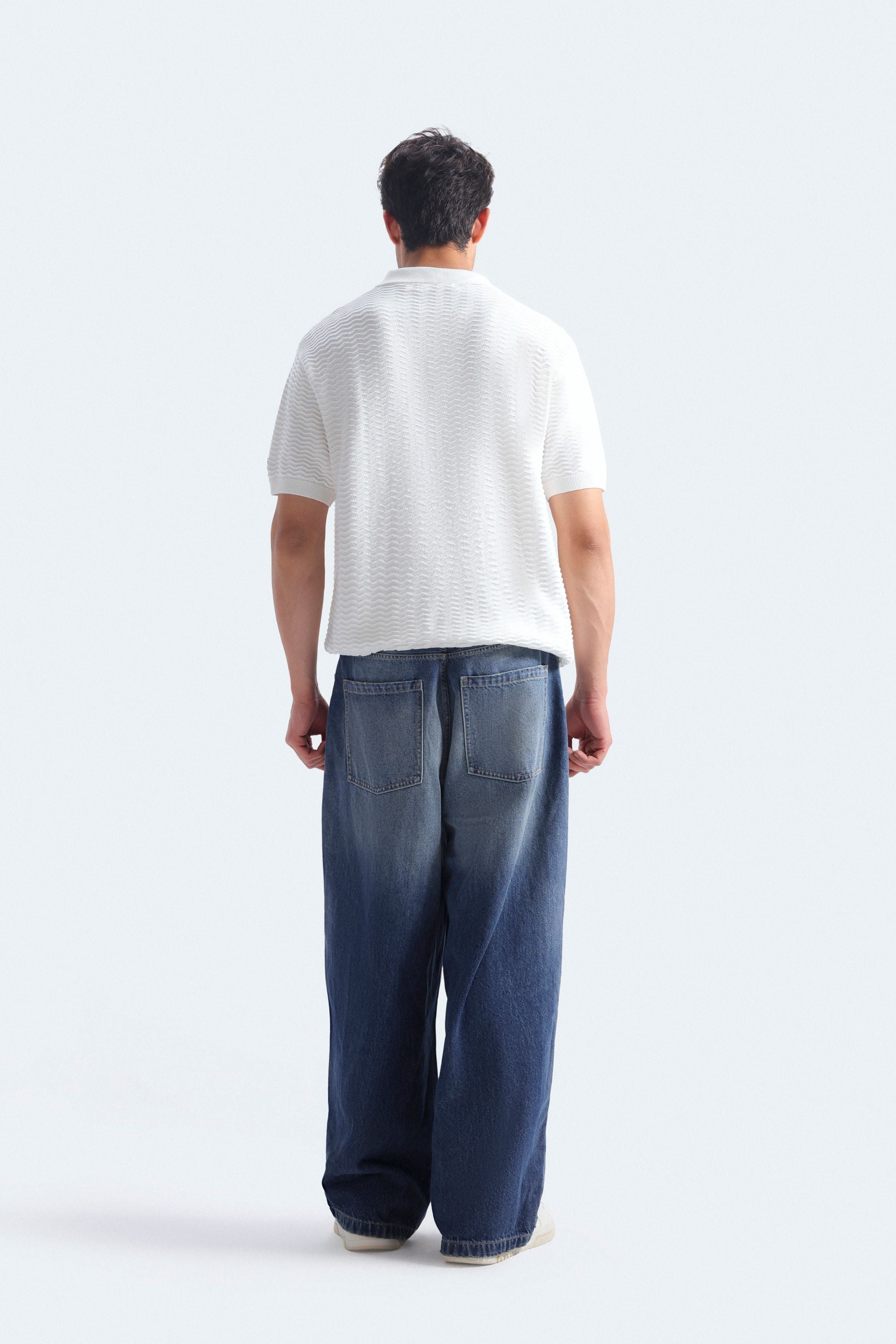 Textured Polo Shirt With Label Patch