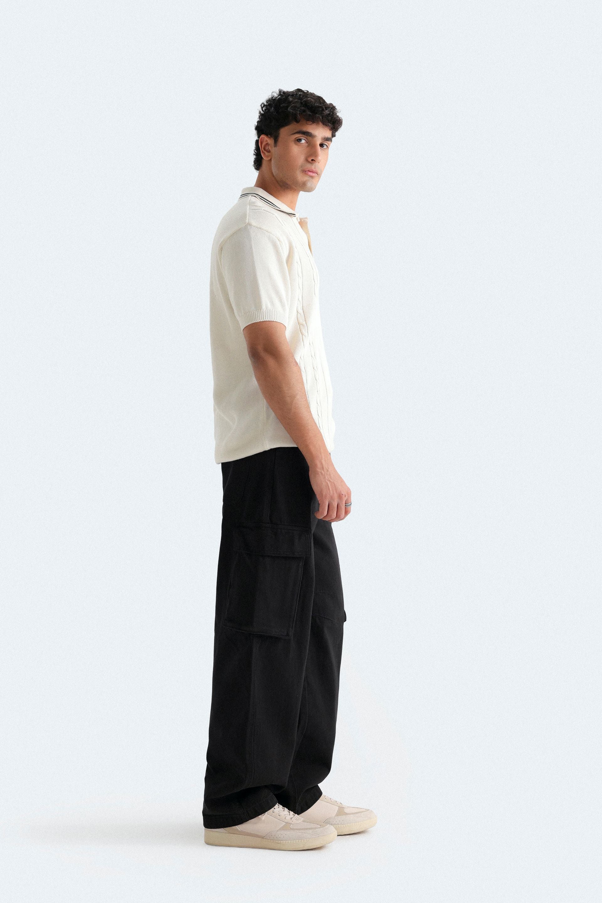 Cable Knit Polo Shirt