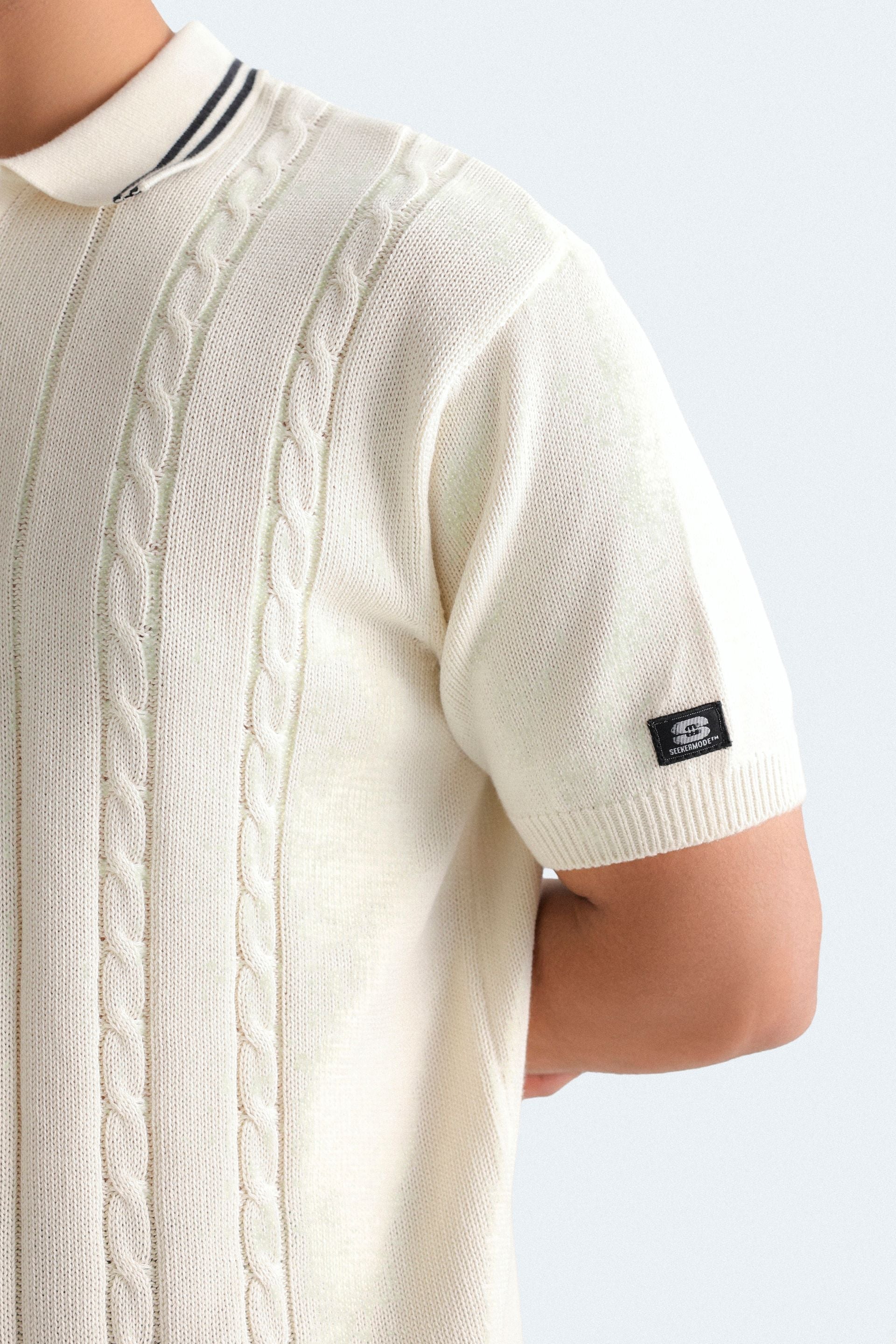 Cable Knit Polo Shirt