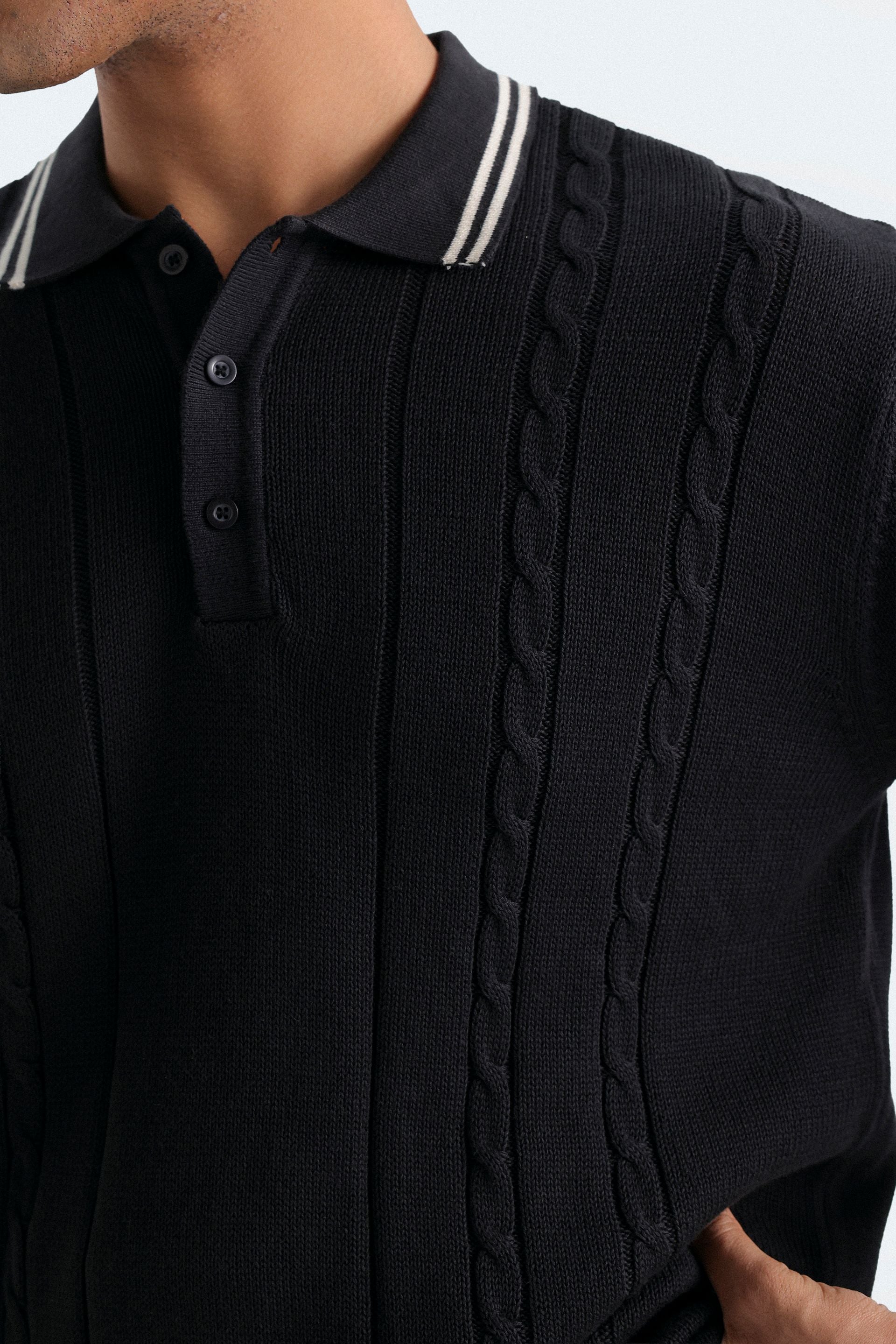 Cable Knit Polo Shirt