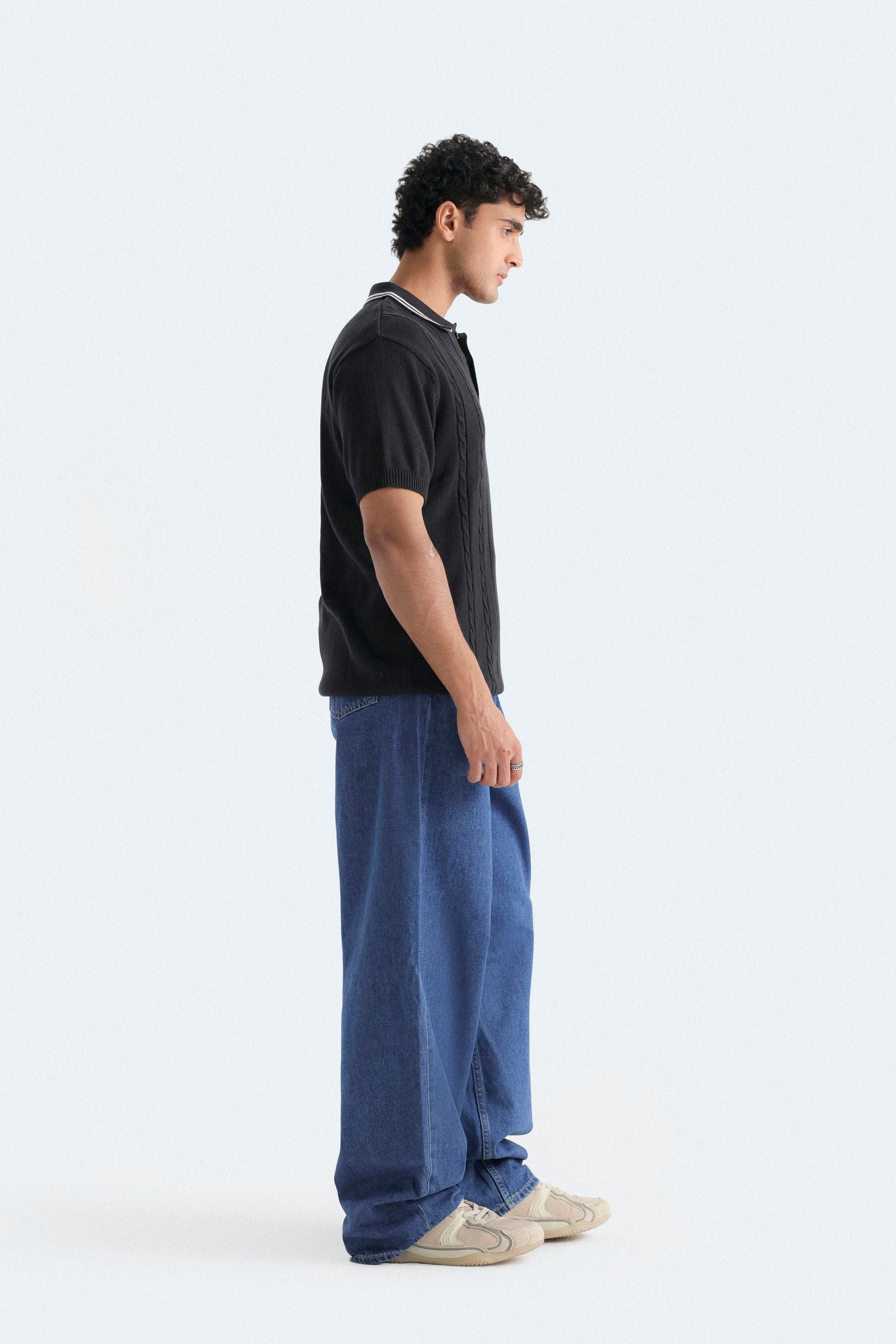 Cable Knit Polo Shirt