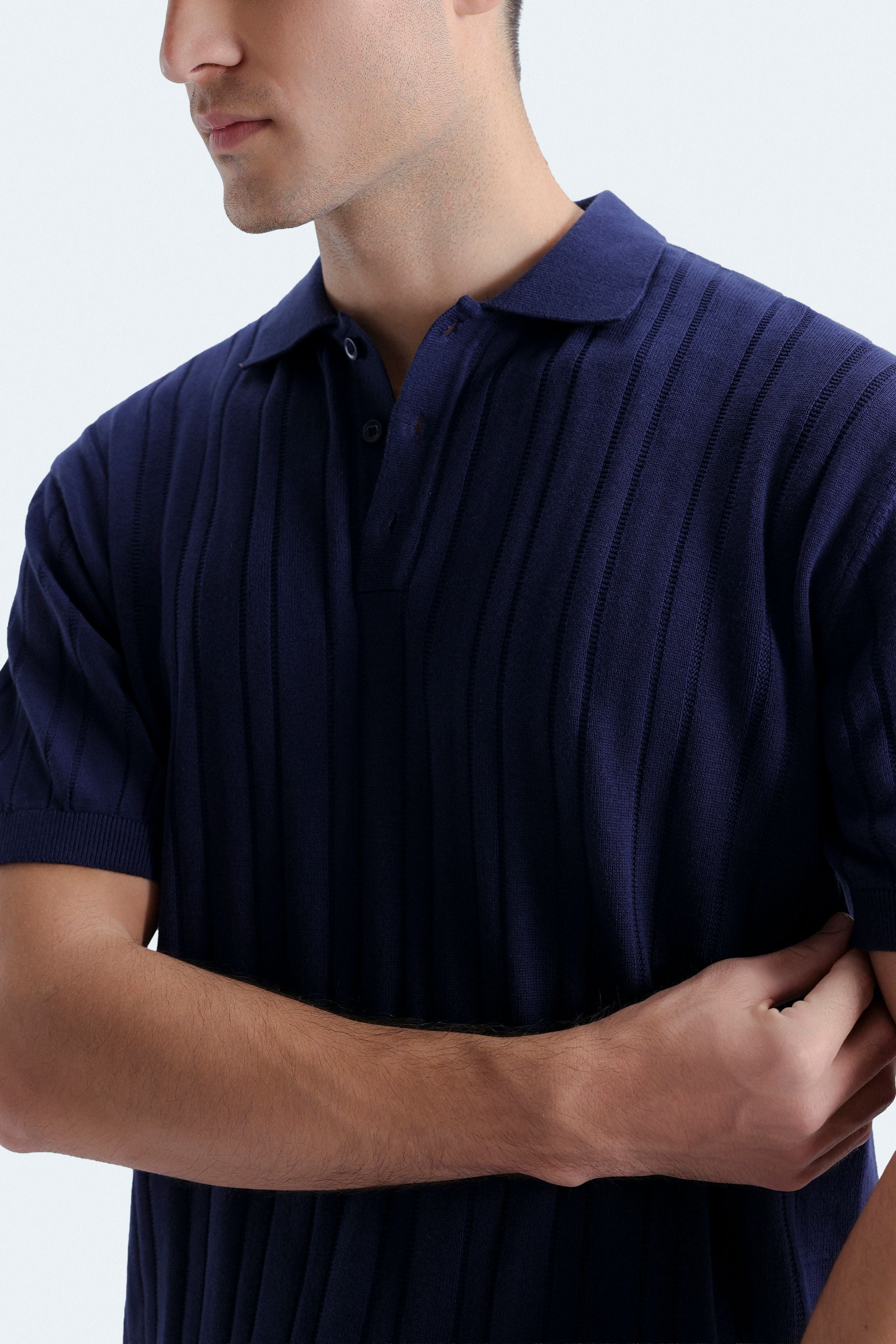 Striped Polo Shirt With Label Patch