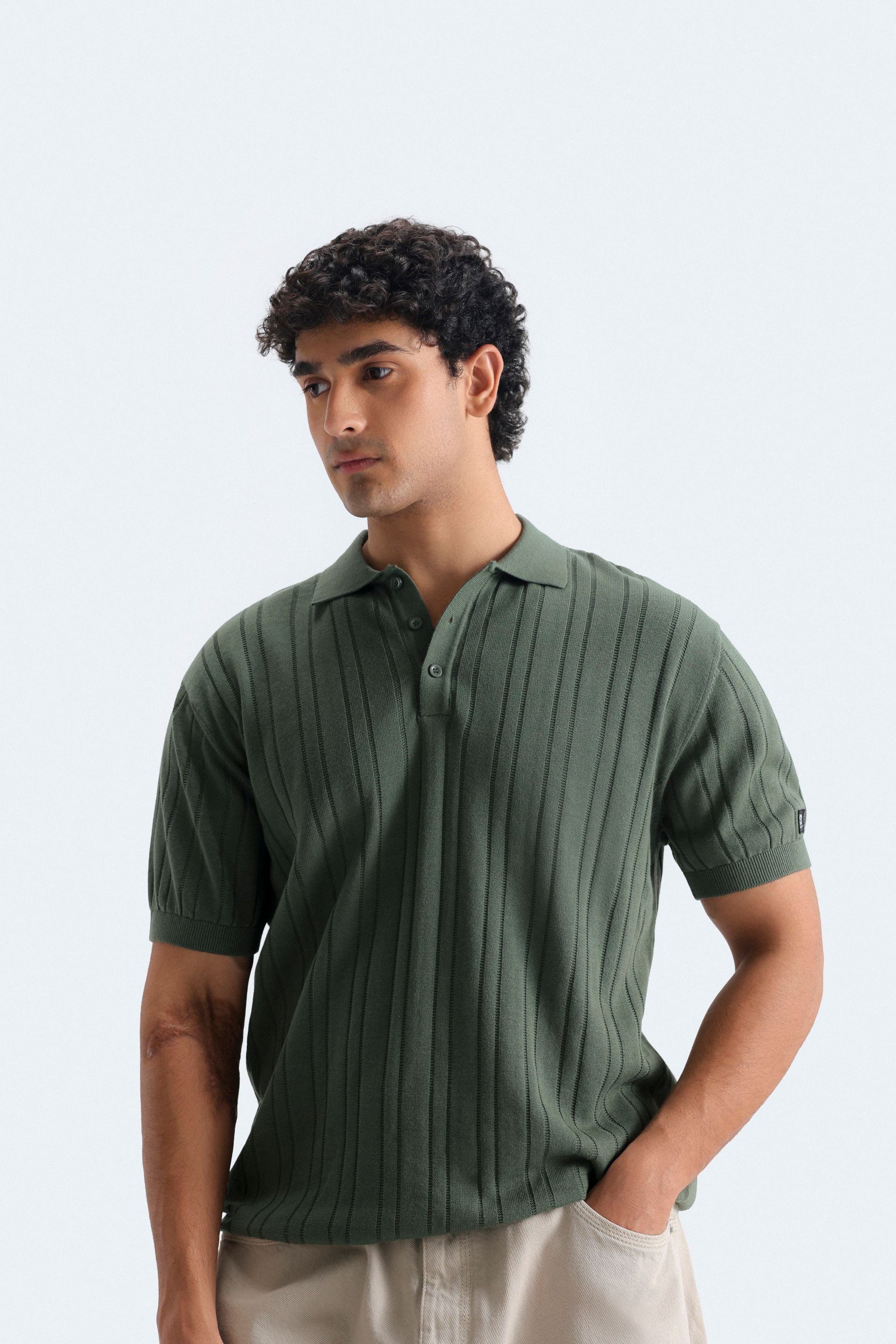 Striped Polo Shirt With Label Patch
