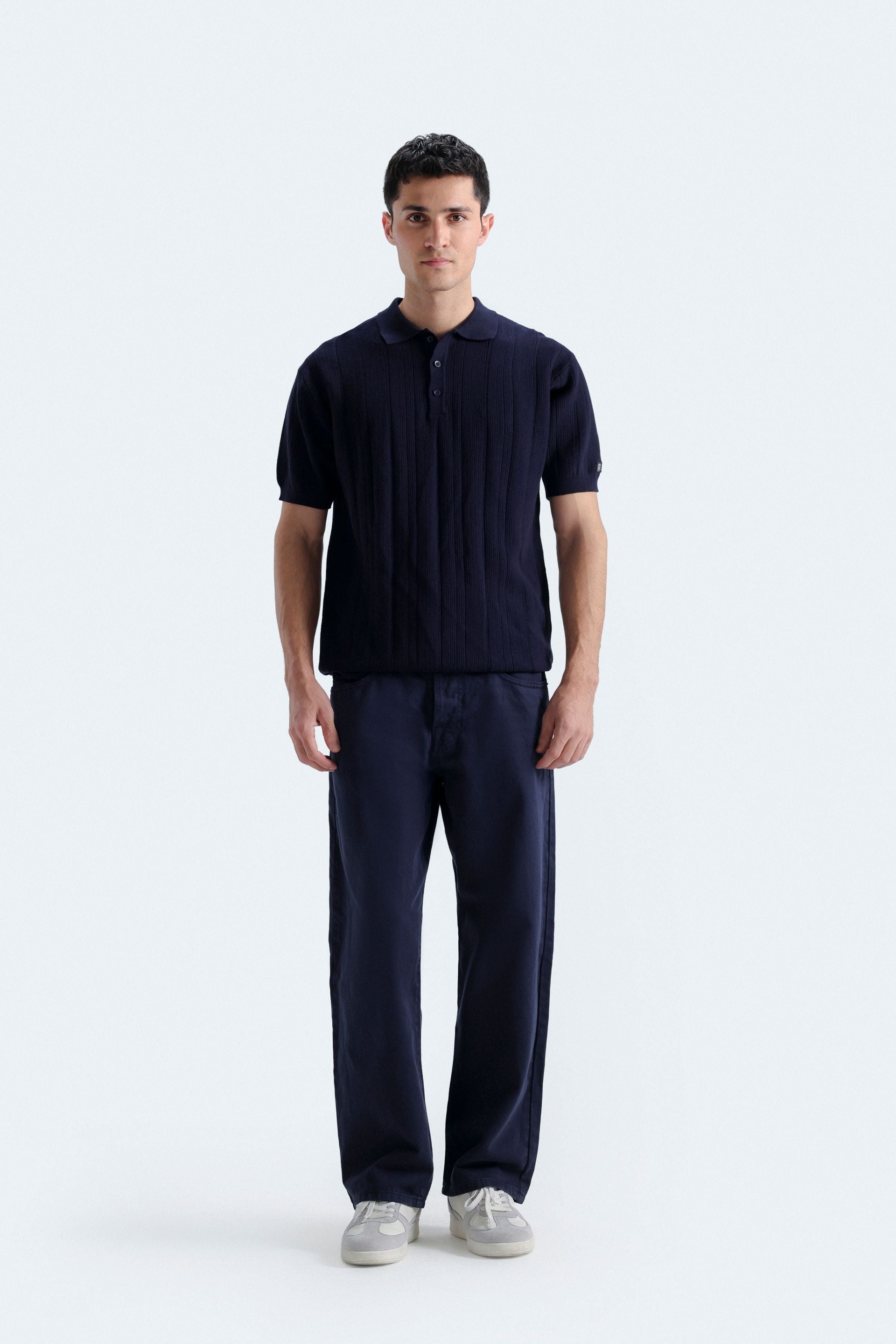 Textured Knit Polo Shirt