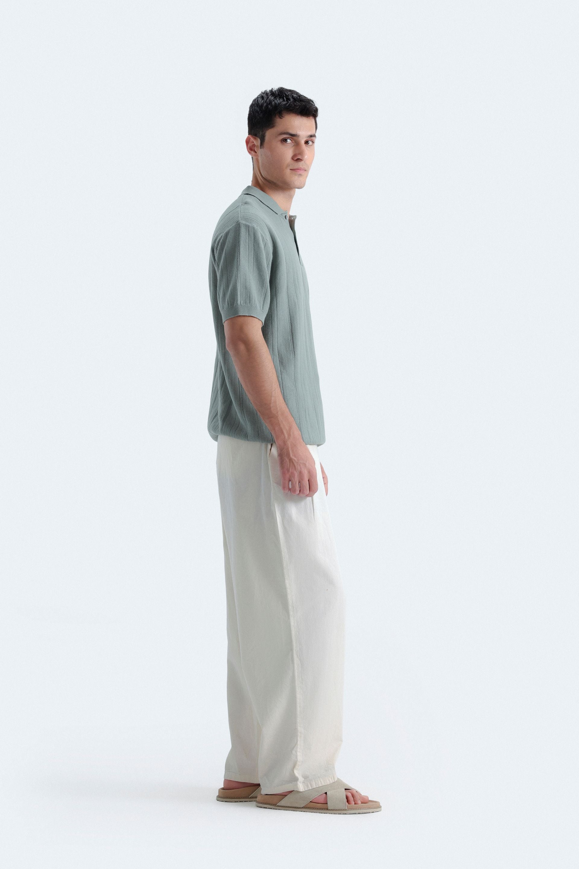 Textured Knit Polo Shirt