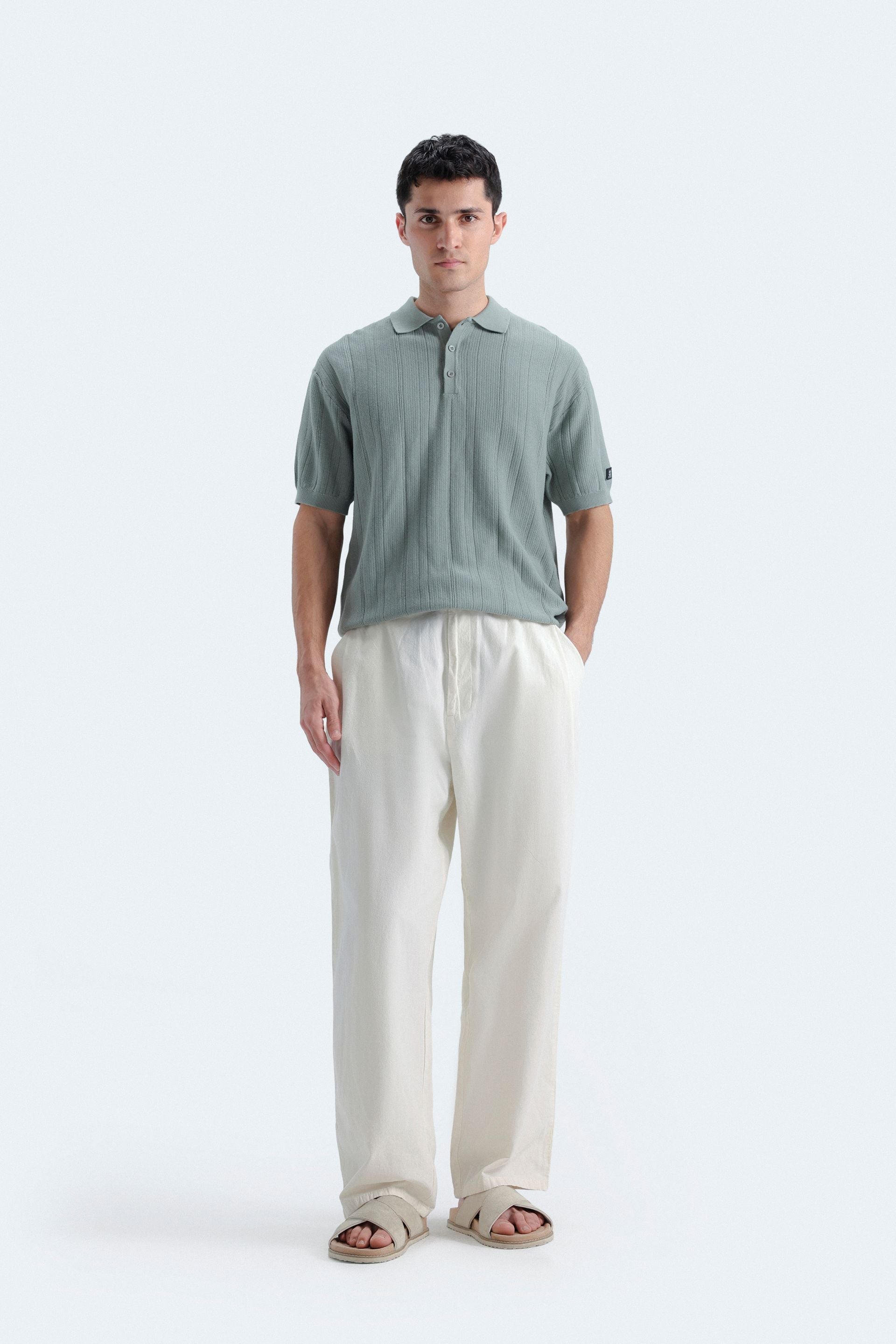 Textured Knit Polo Shirt