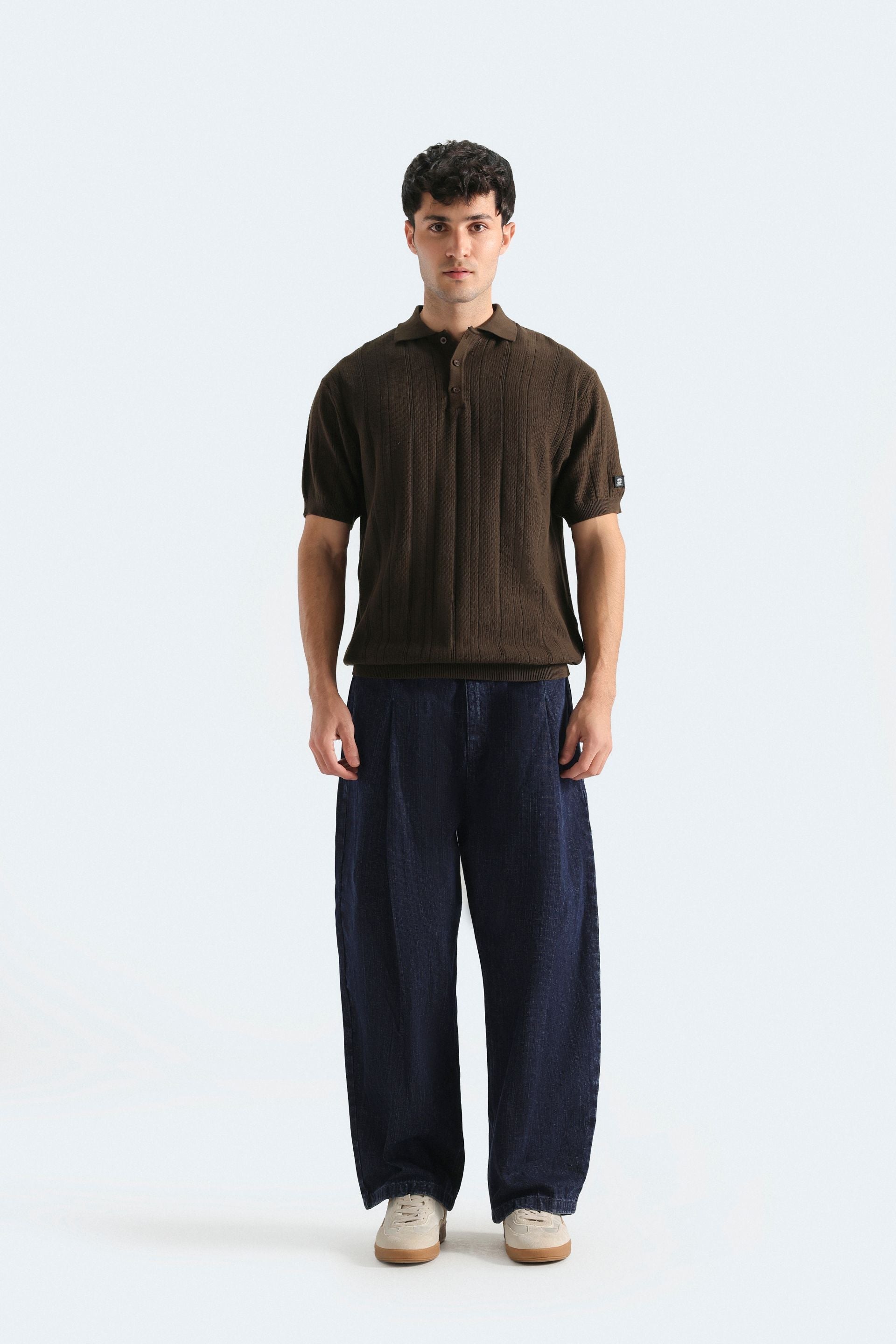 Textured Knit Polo Shirt
