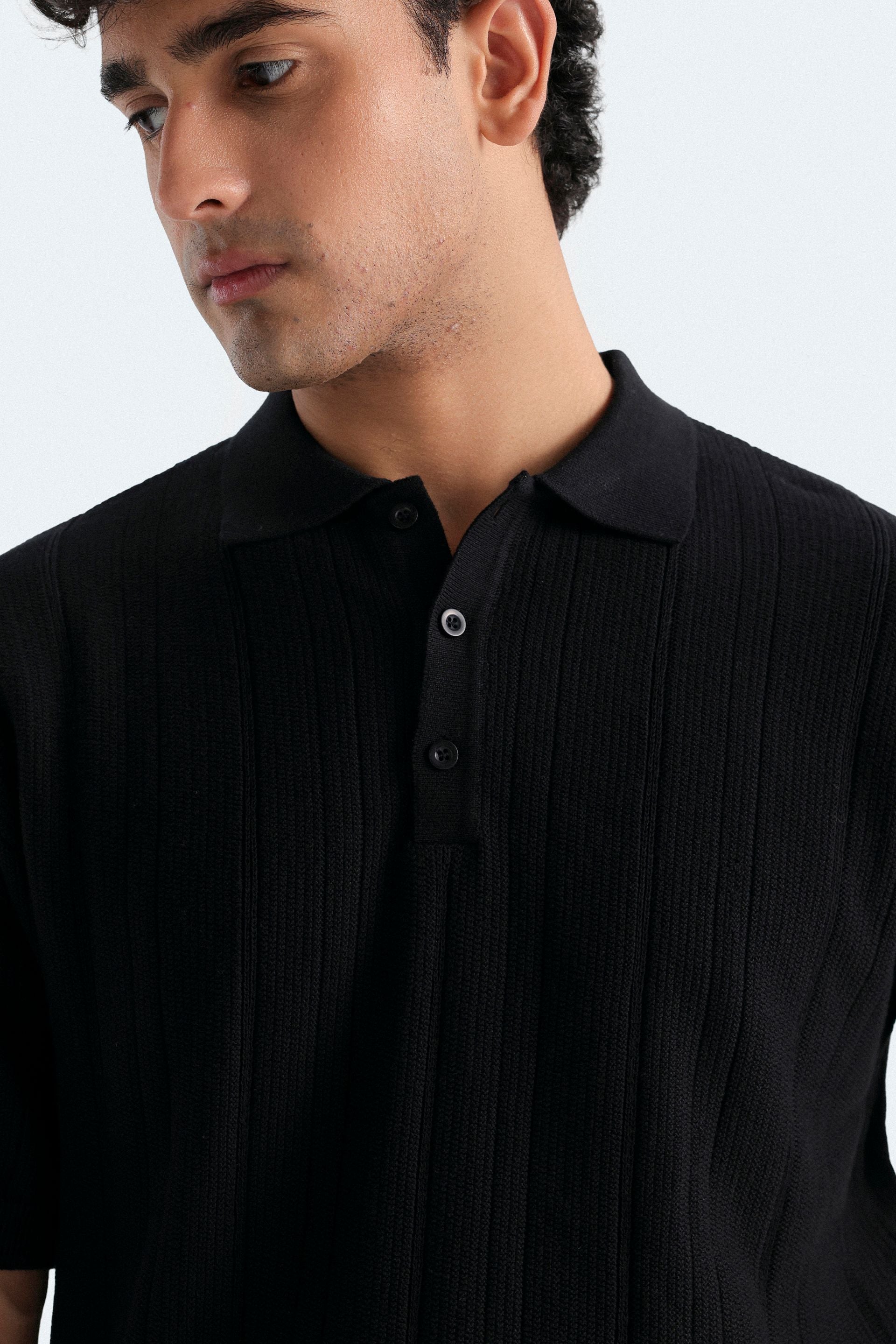 Textured Knit Polo Shirt