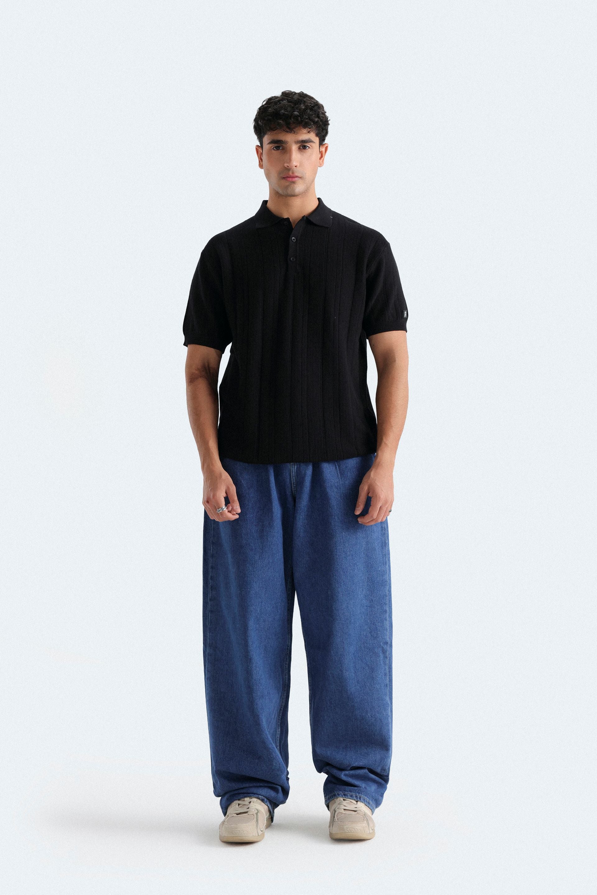 Textured Knit Polo Shirt