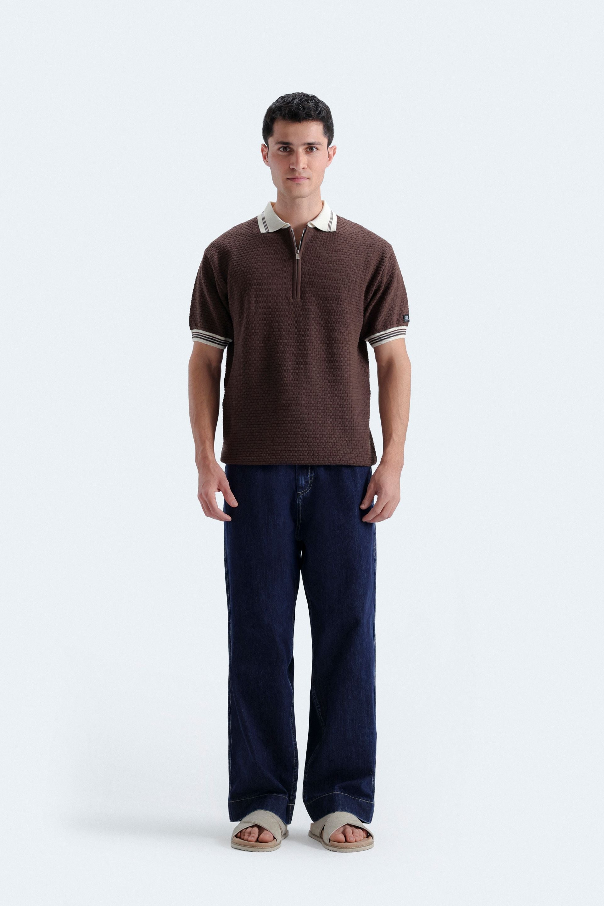 Quarter Zip Up Polo Shirt