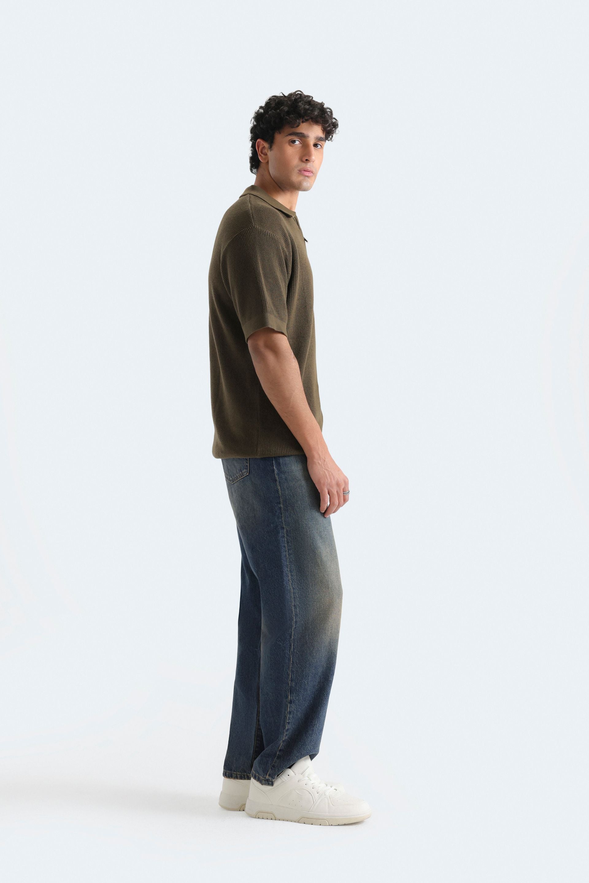 Quarter Zip-Up Polo Shirt