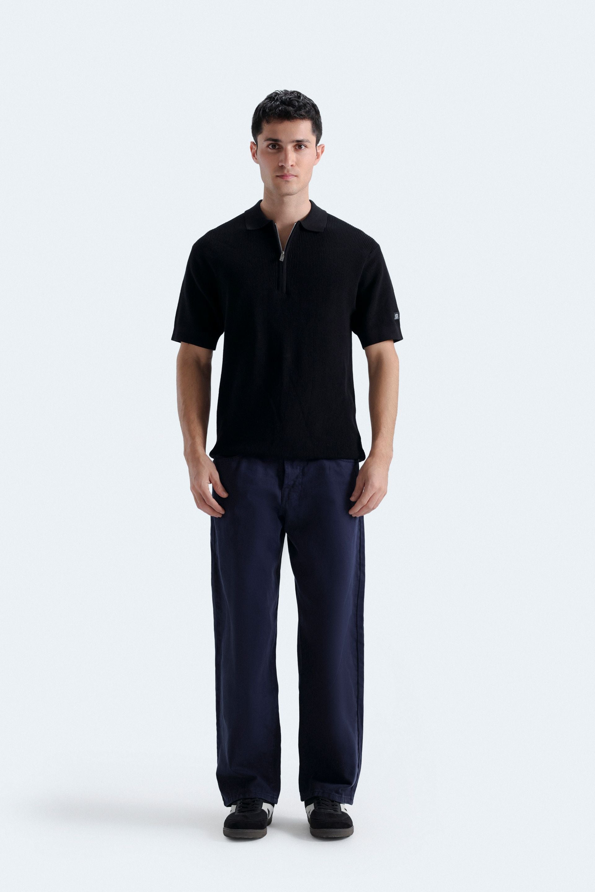 Quarter Zip-Up Polo Shirt