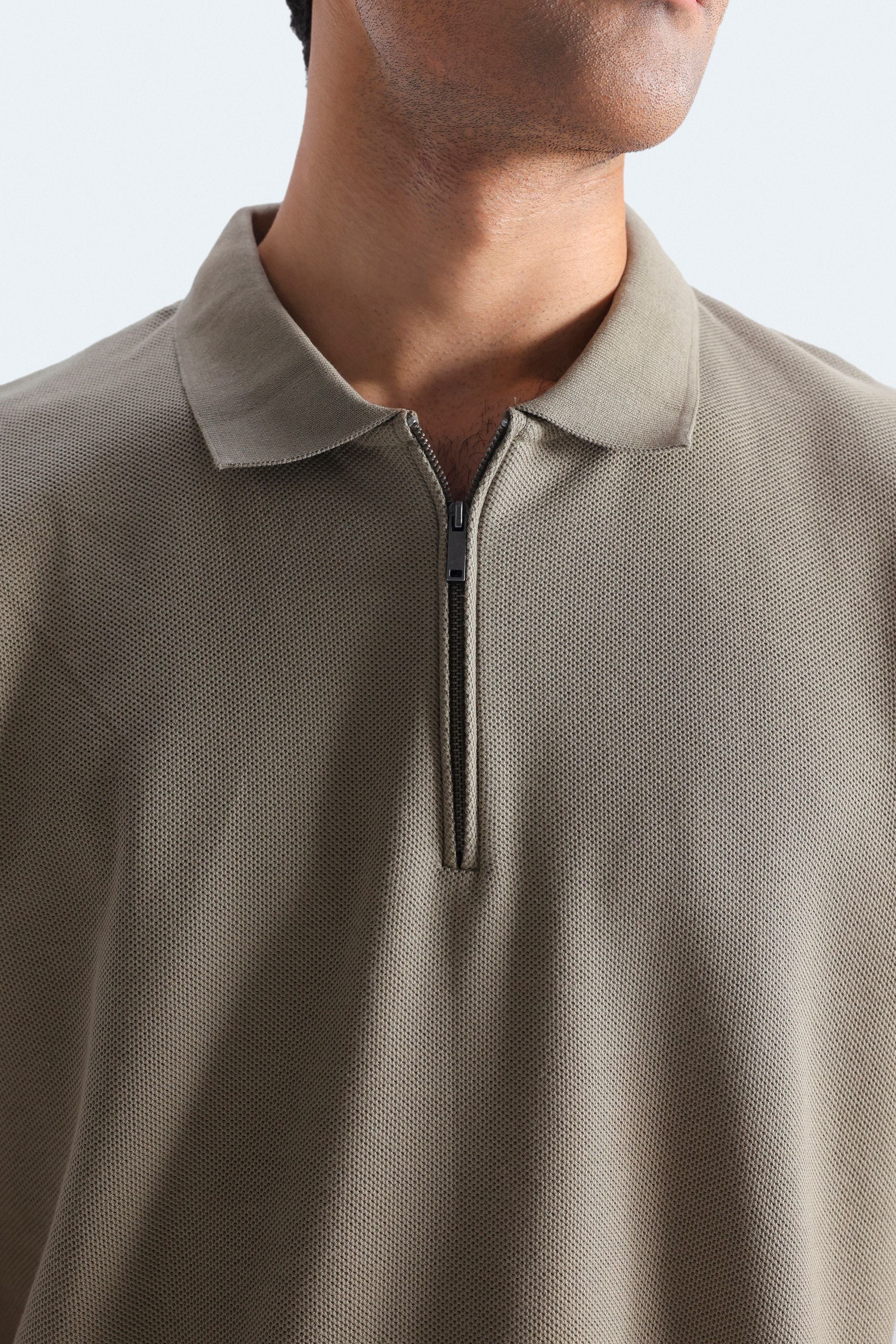 Quarter Zip-Up Polo Shirt