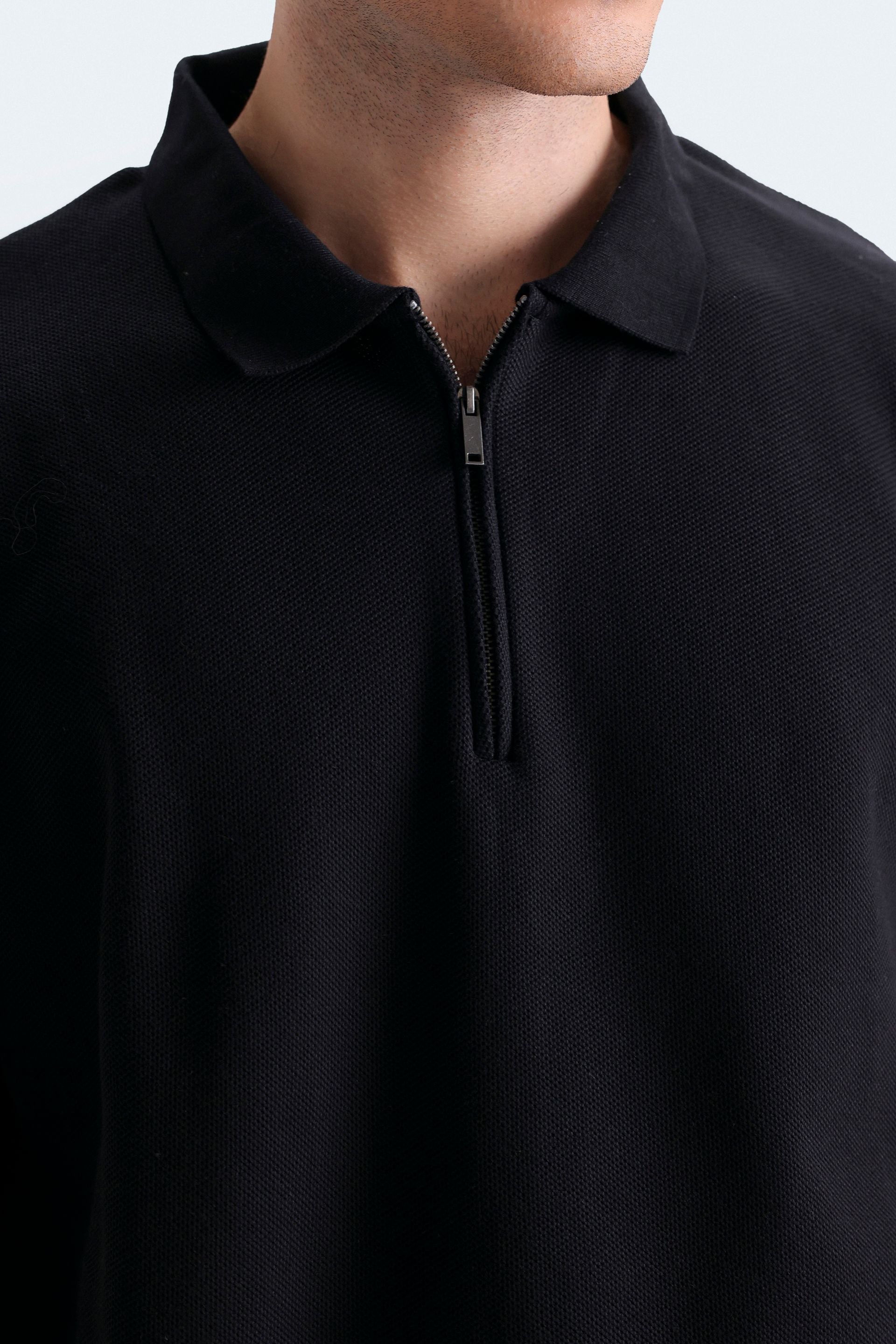 Quarter Zip-Up Polo Shirt