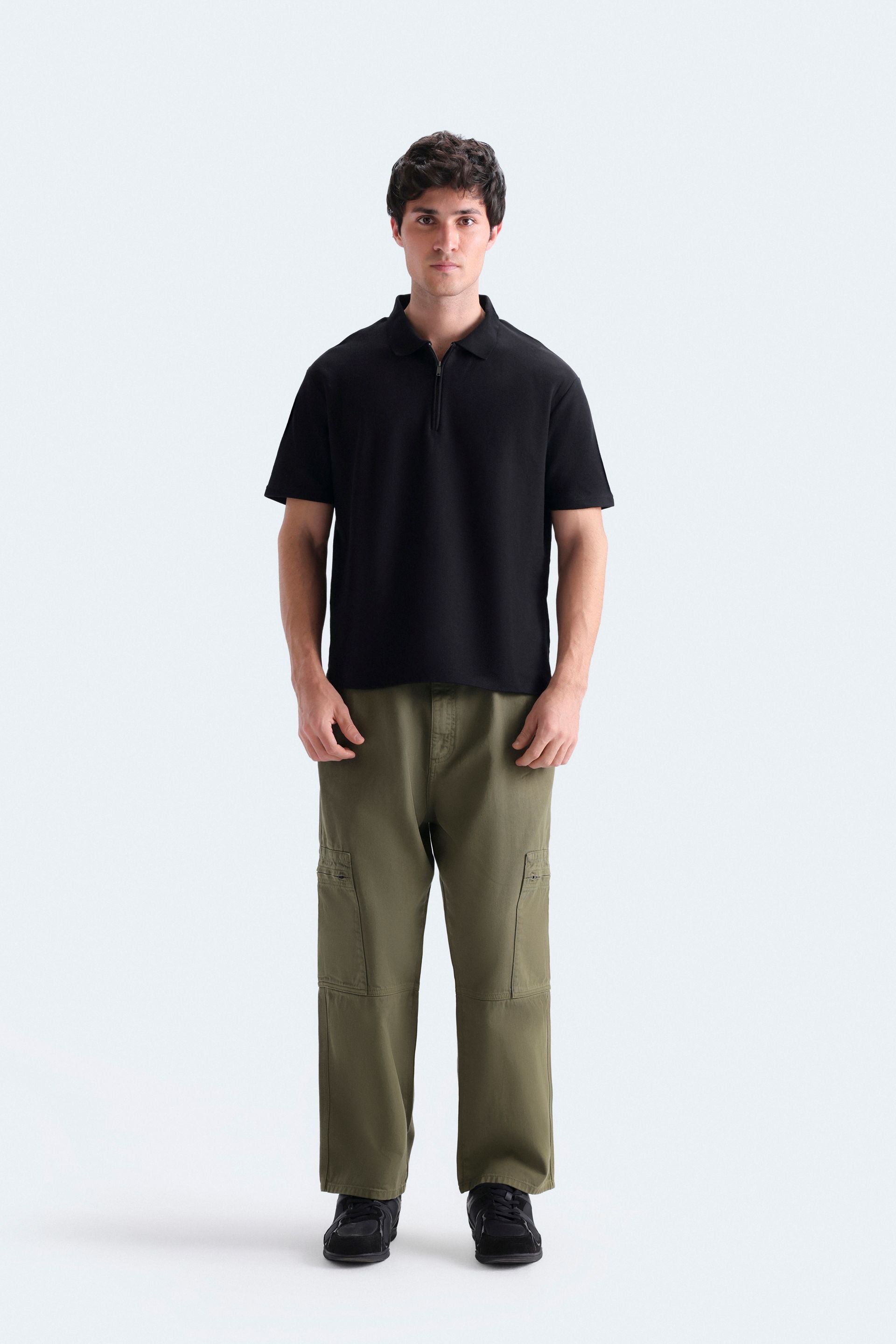 Quarter Zip-Up Polo Shirt