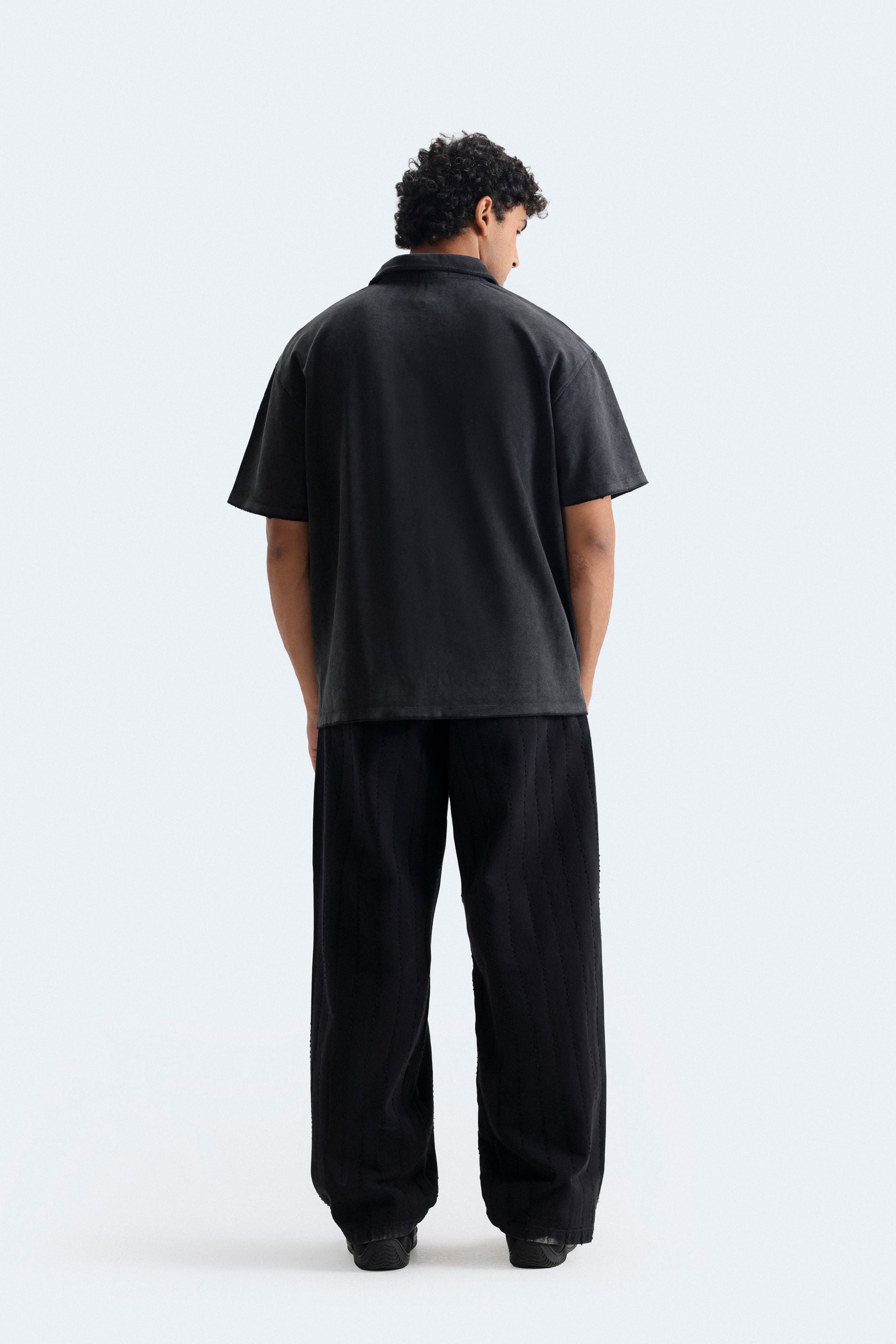 Washed Out Slogan Print Polo Shirt