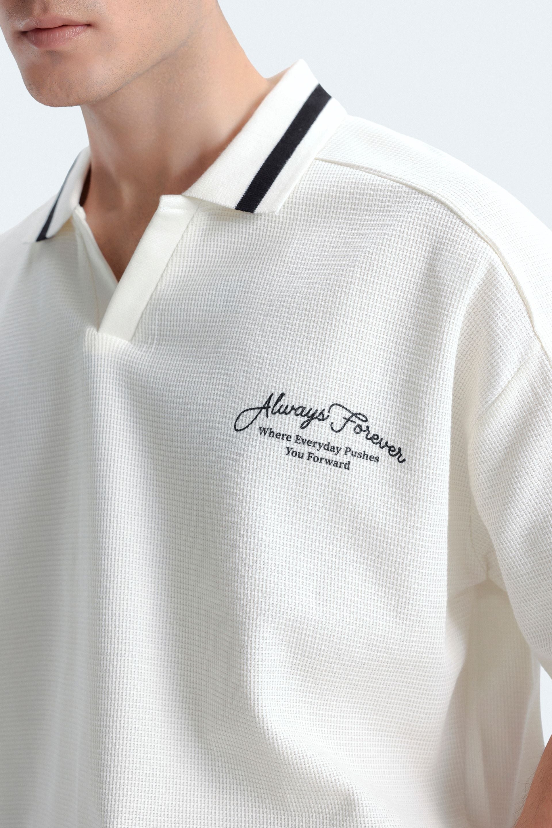 Slogan Print Polo Shirt