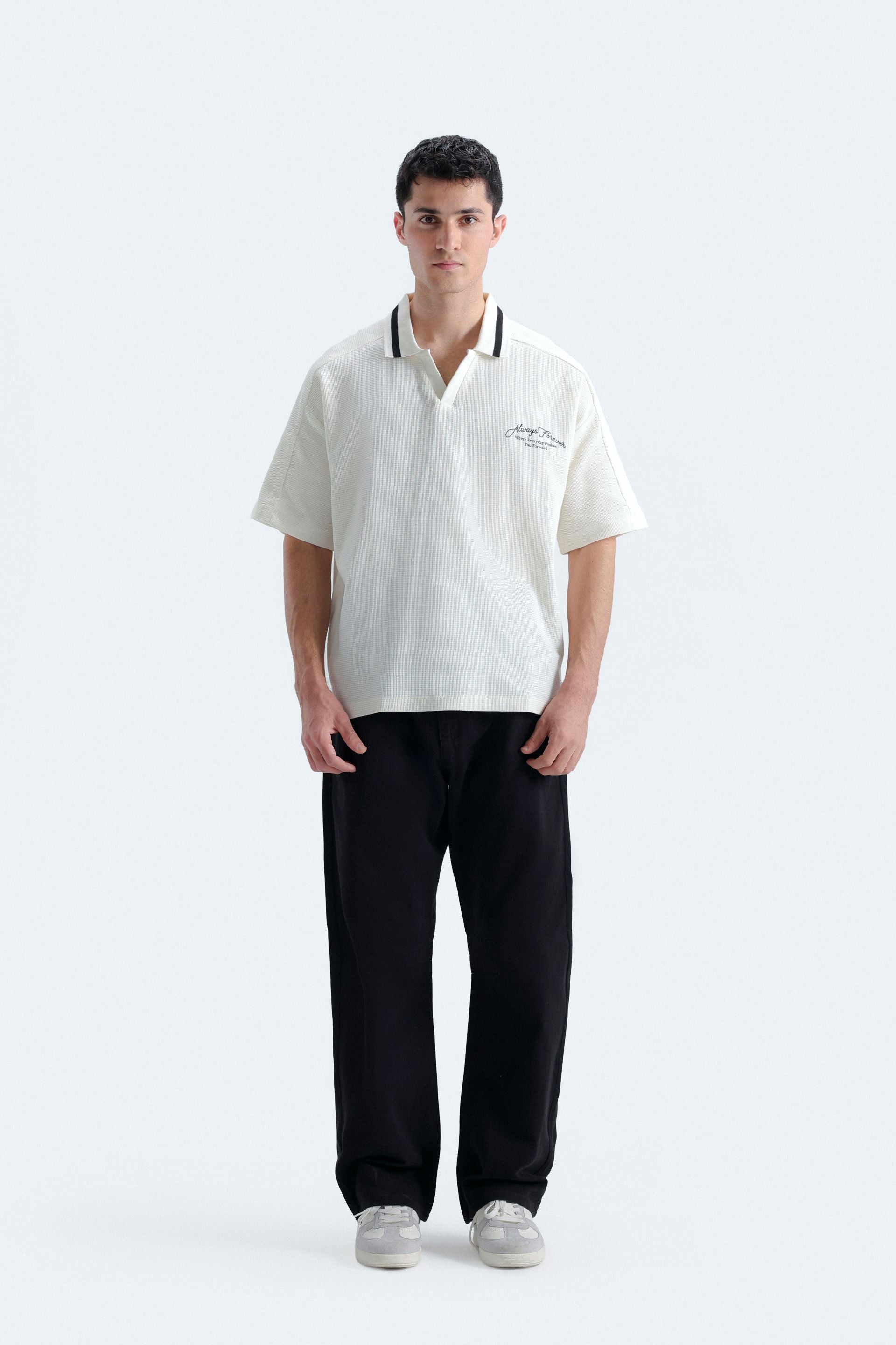 Slogan Print Polo Shirt