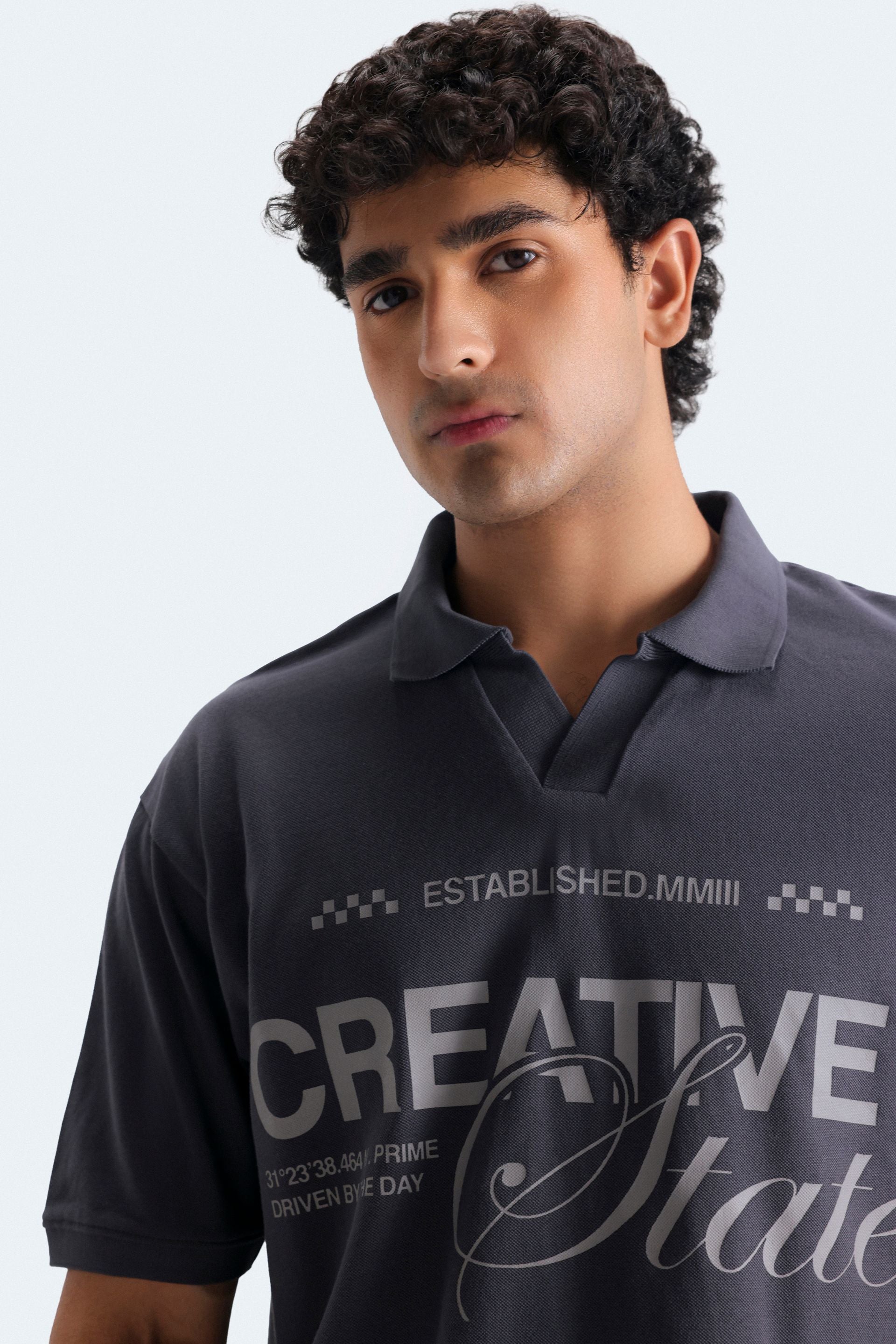 Slogan Print Polo Shirt