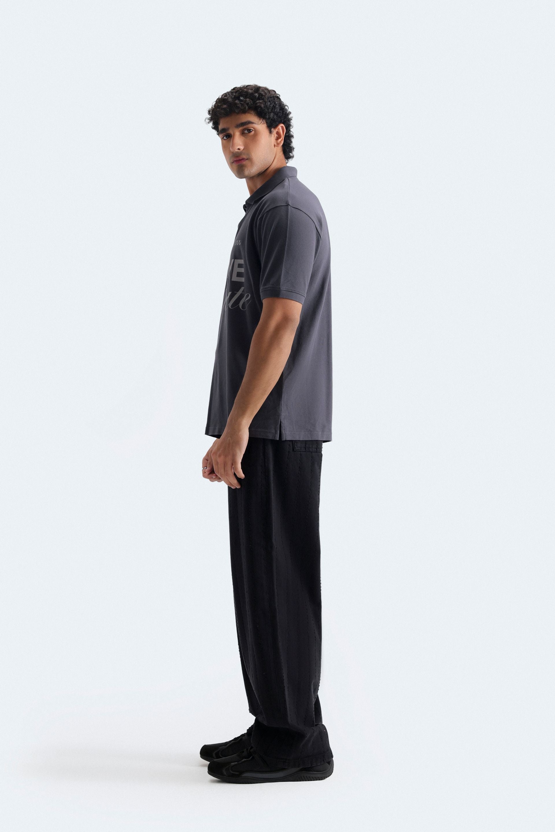 Slogan Print Polo Shirt