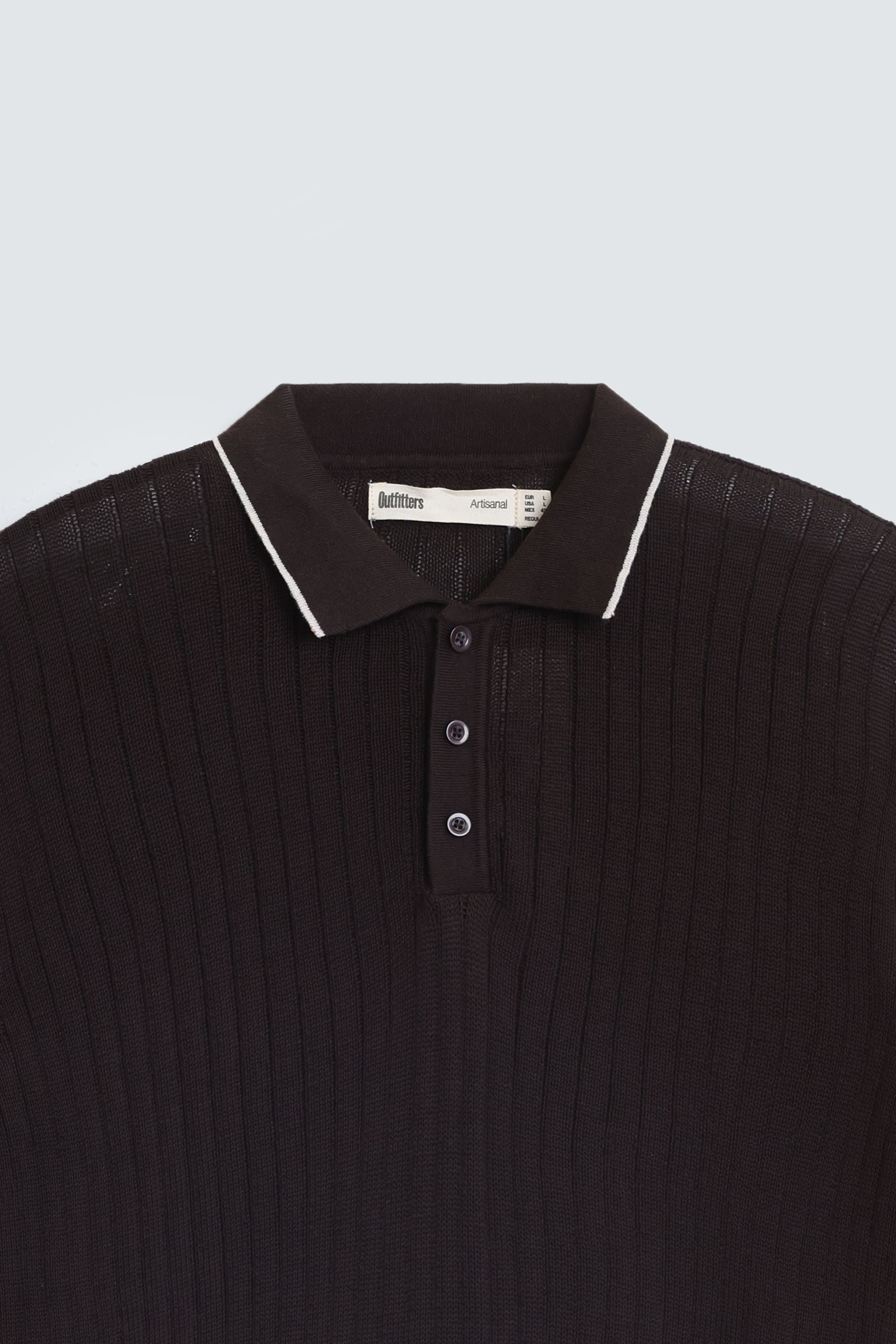 Ribbed Polo Shirt With Tipping Detail