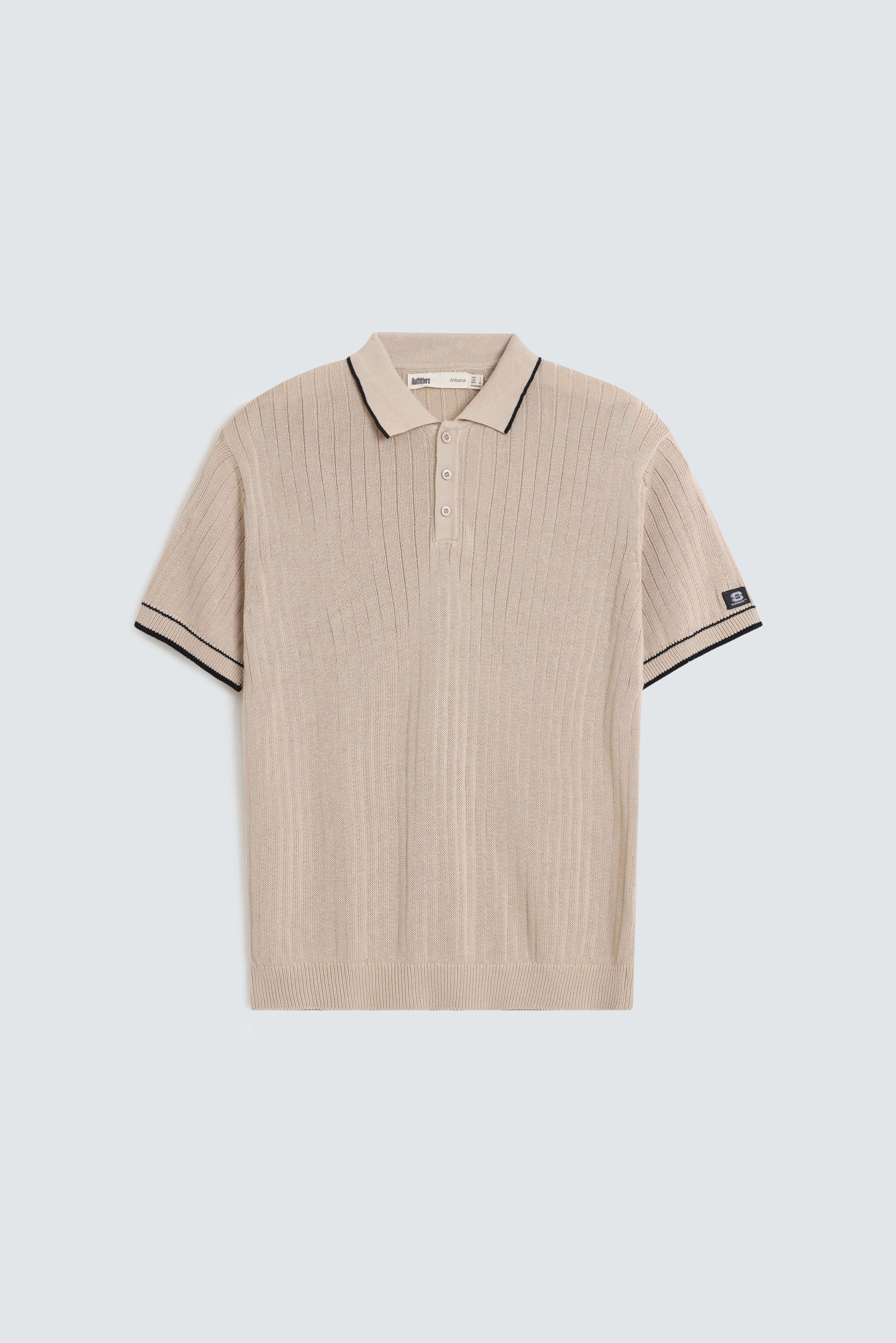 Ribbed Polo Shirt With Tipping Detail