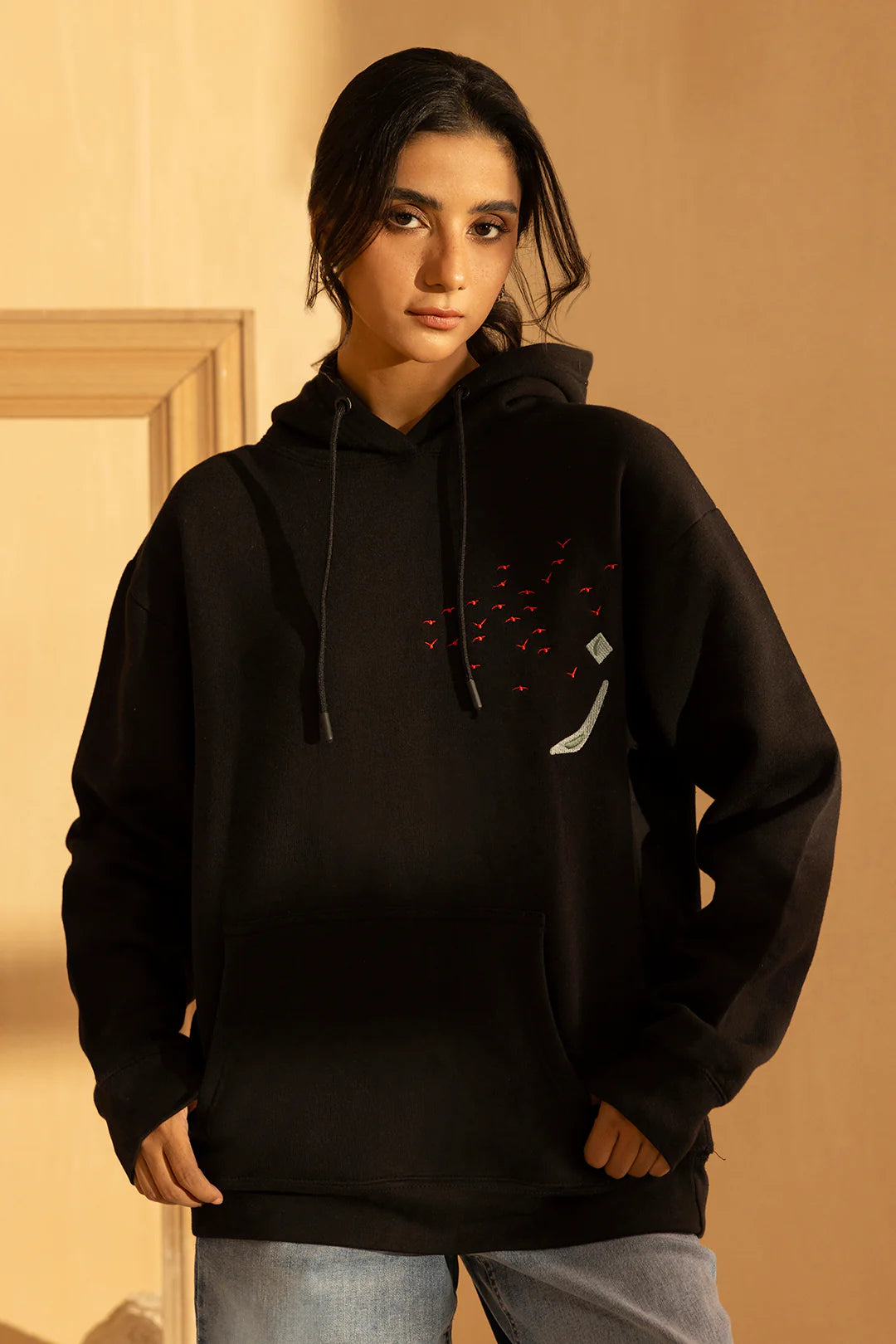 Graphic Hoodie – Black with Printed Design