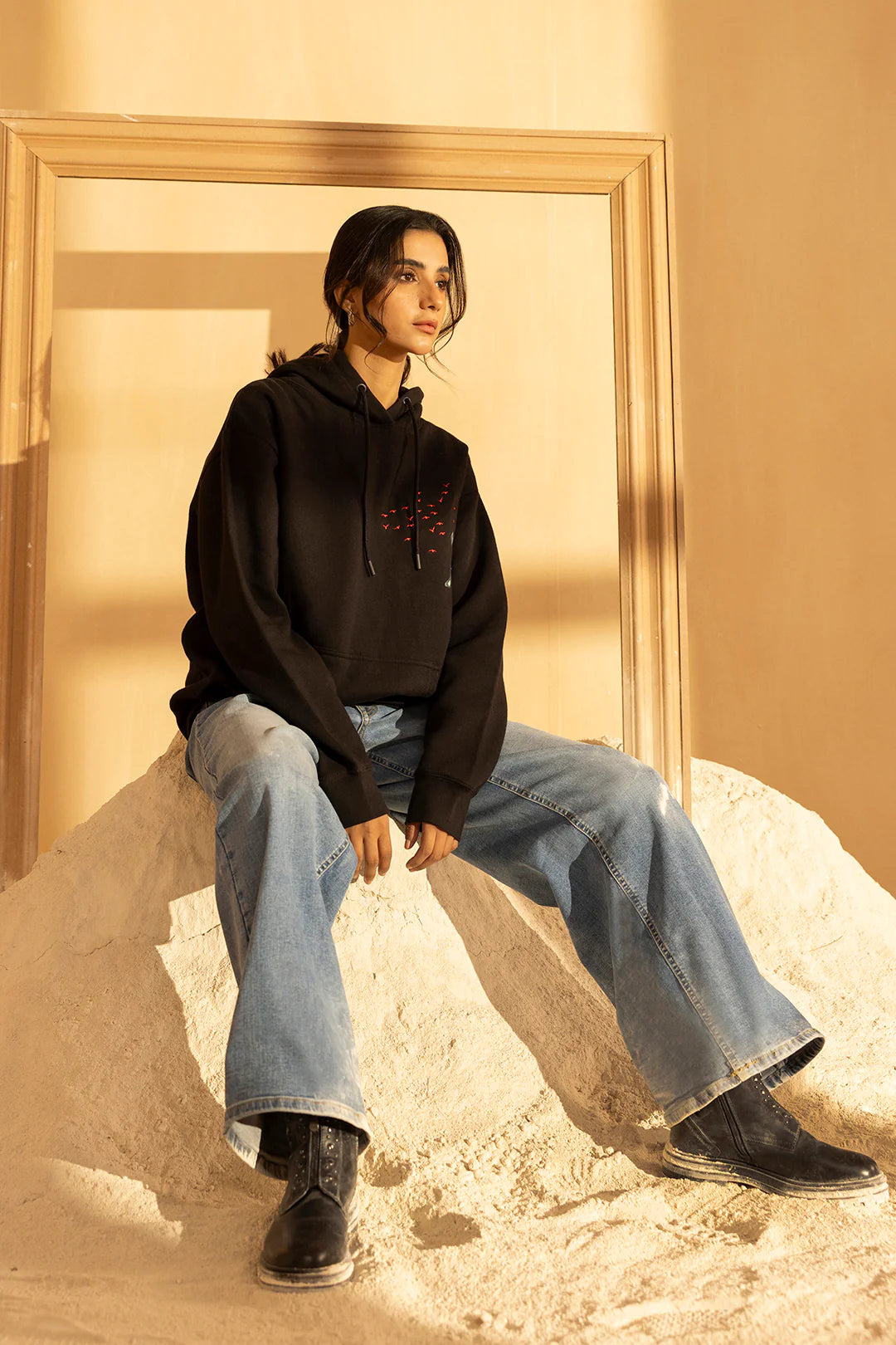 Graphic Hoodie – Black with Printed Design